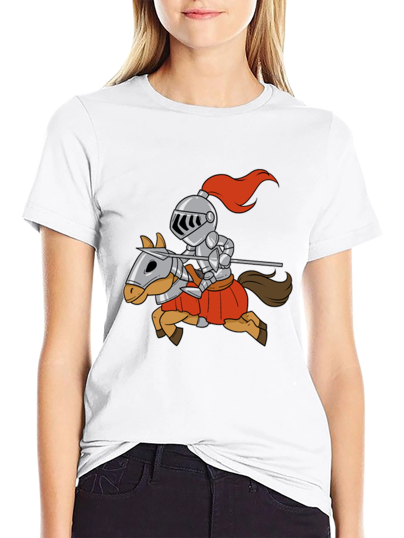 Knight on Horse T-Shirt - Cartoon Style
