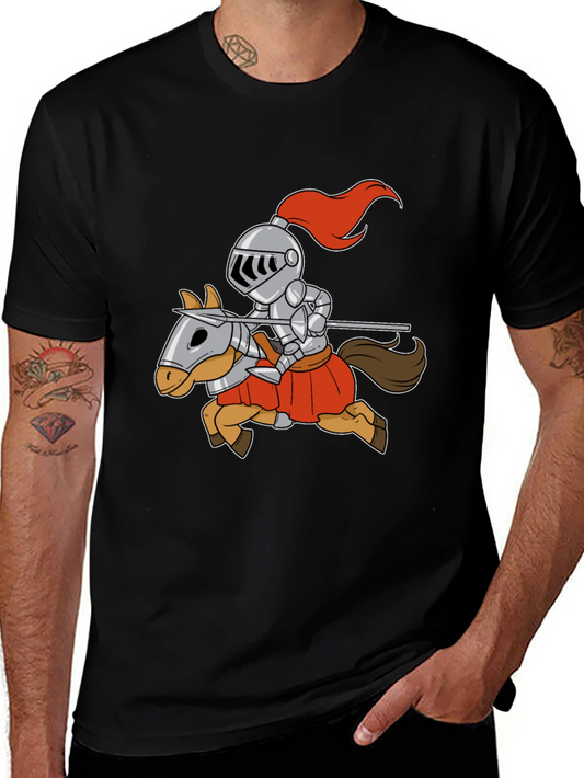 Knight on Horse T-Shirt - Cartoon Style