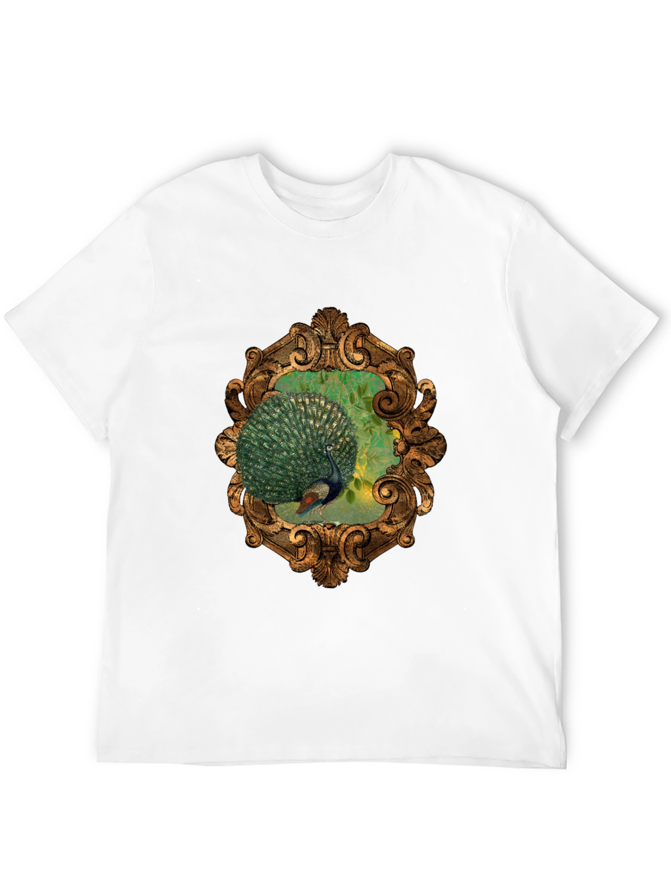 Peacock Framed Graphic Tee - Elegant Design