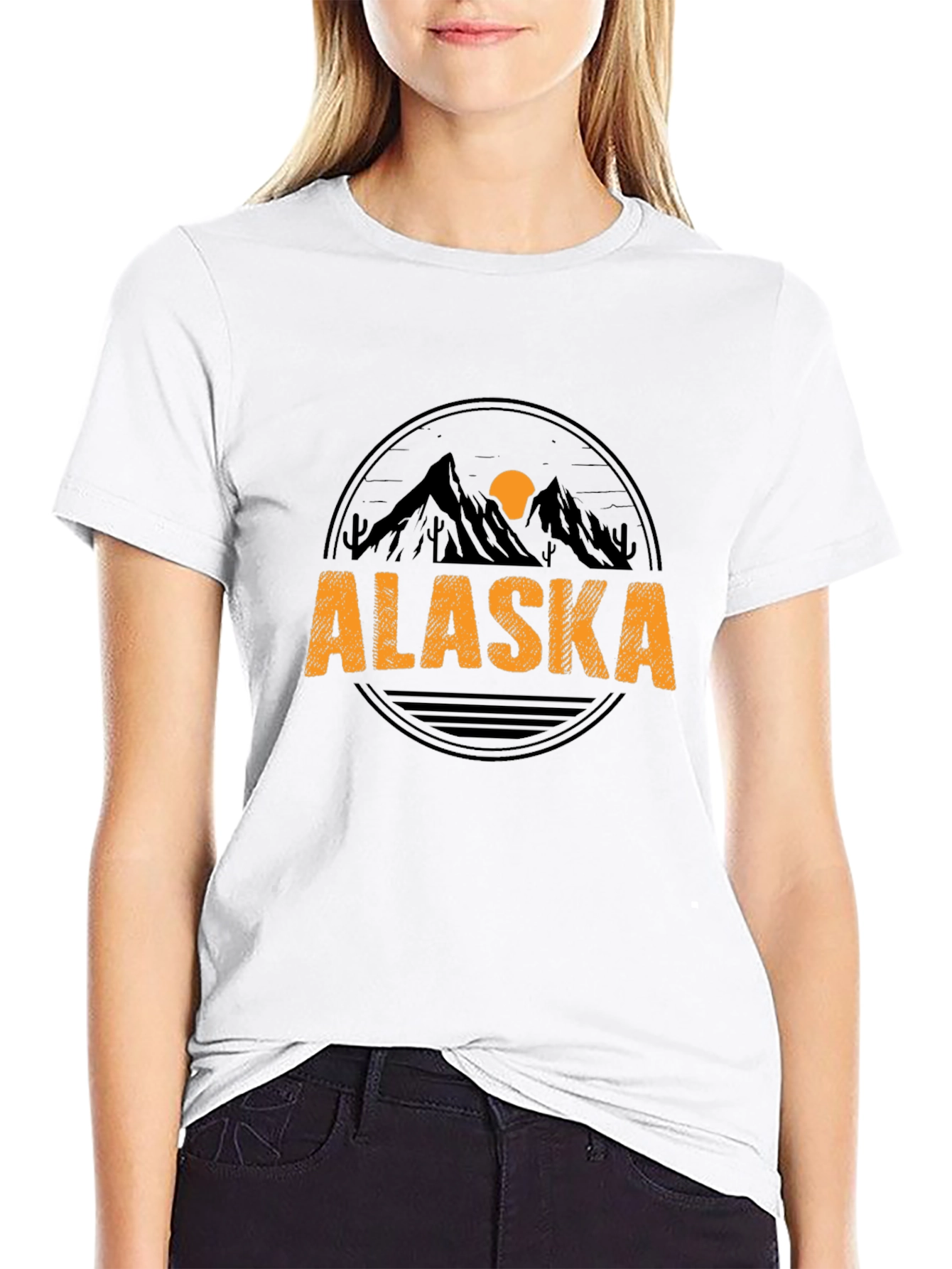 Alaska Graphic Tee - Mountain Sunset Design