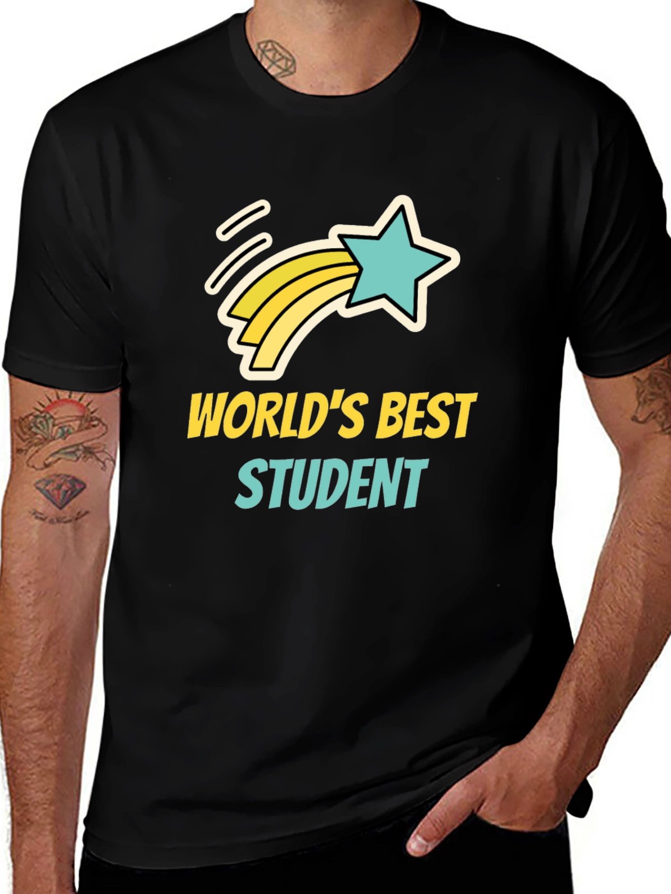 Worlds Best Student T-Shirt - Black Cotton Tee