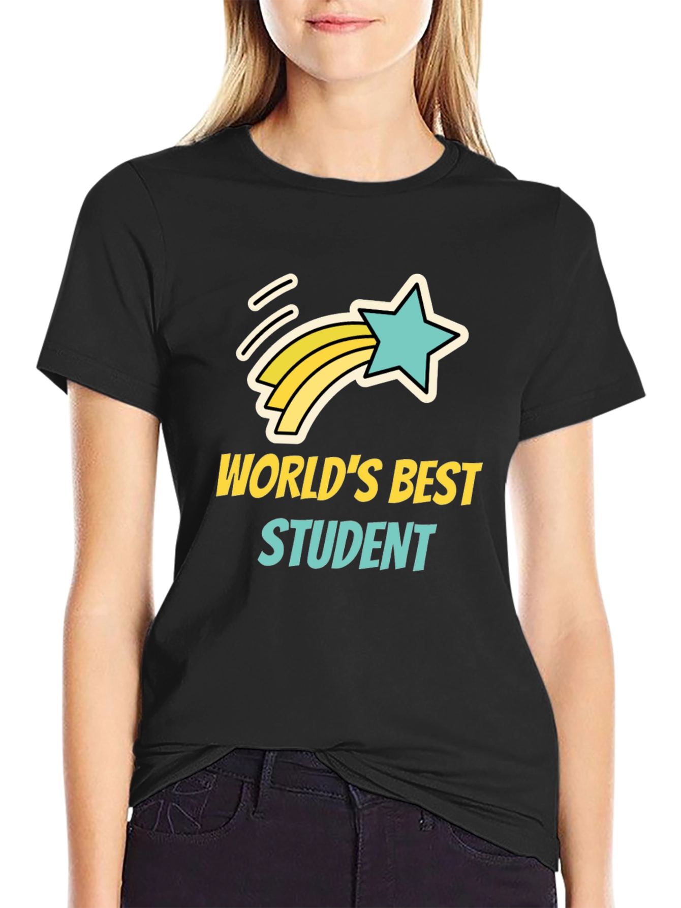 Worlds Best Student T-Shirt - Black Cotton Tee