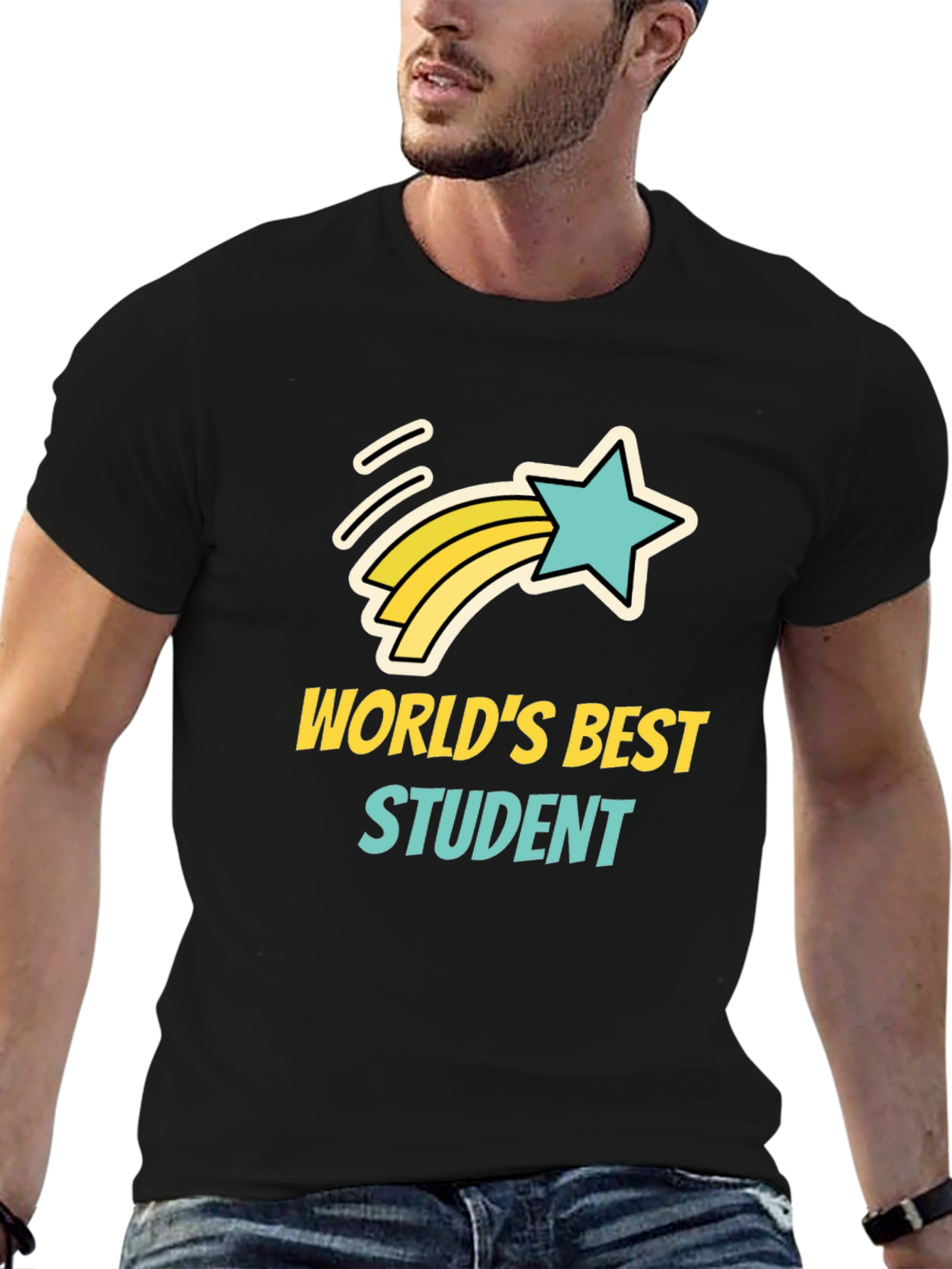 Worlds Best Student T-Shirt - Black Cotton Tee
