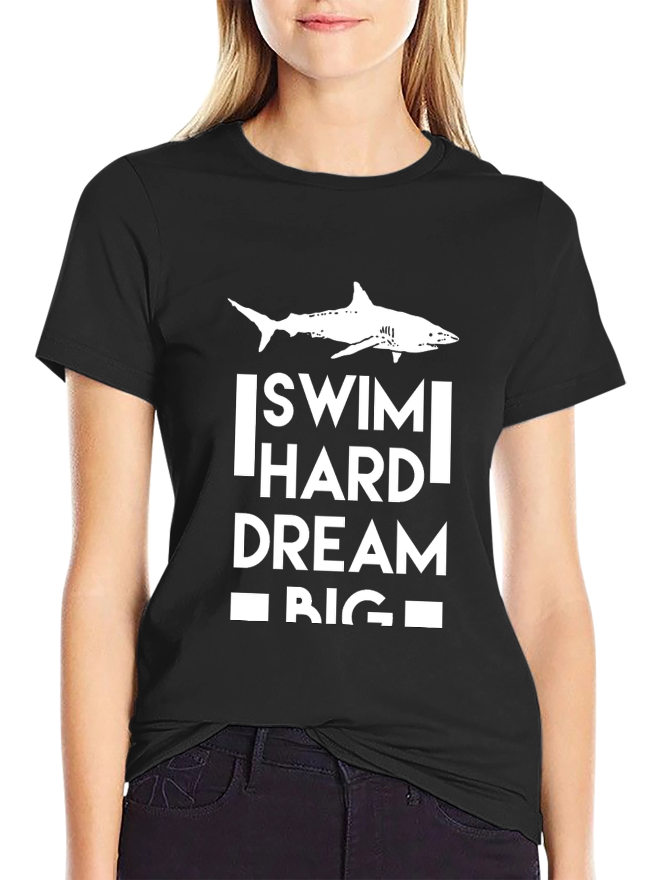 Swim Hard Dream Big Black T-Shirt