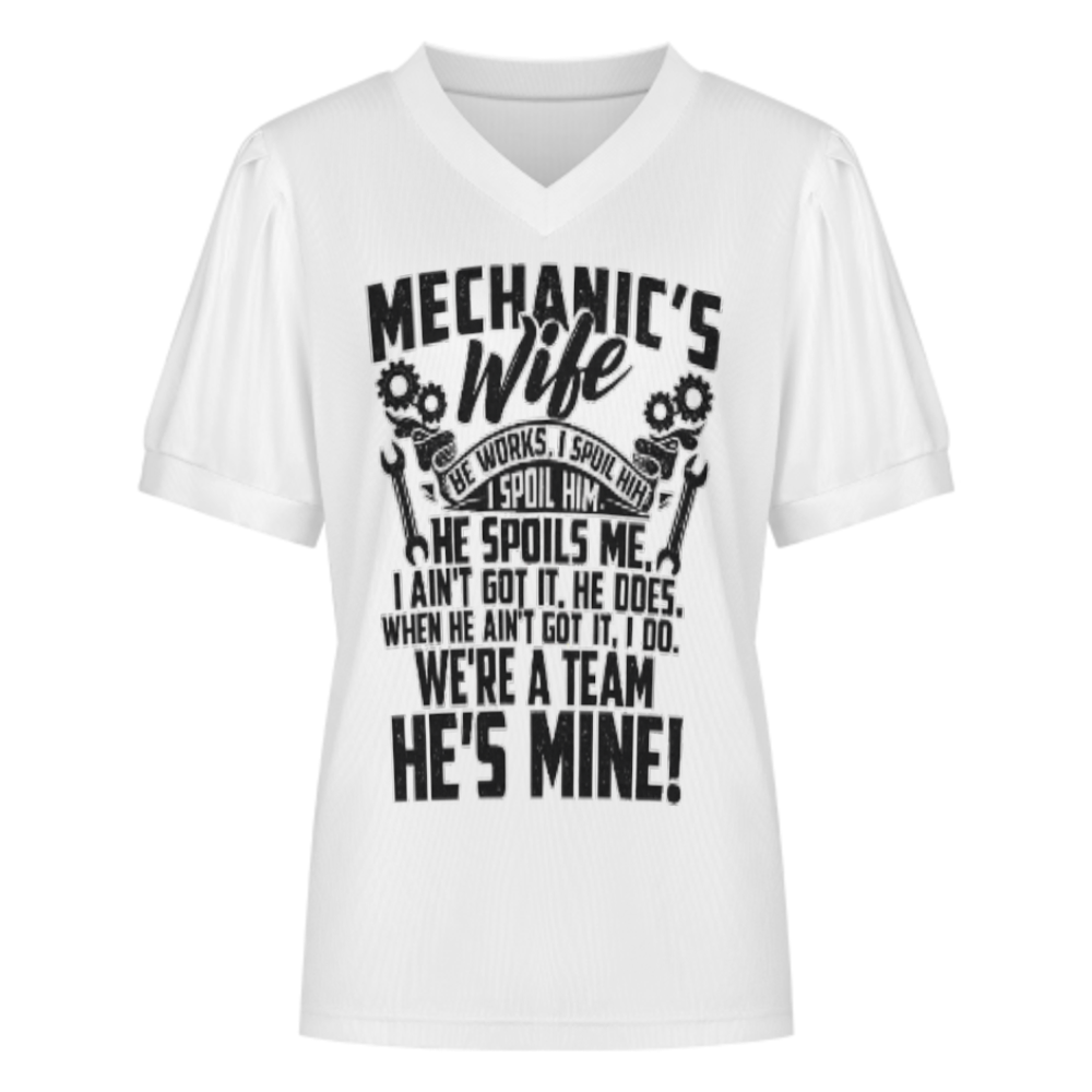 Mechanic’s Wife Graphic Tee, Funny Auto Shop Wife Shirt, Car Lover Relationship Apparel, Garage Lifestyle T-Shirt, Cute Mechanic Family Gift for Women(z592)