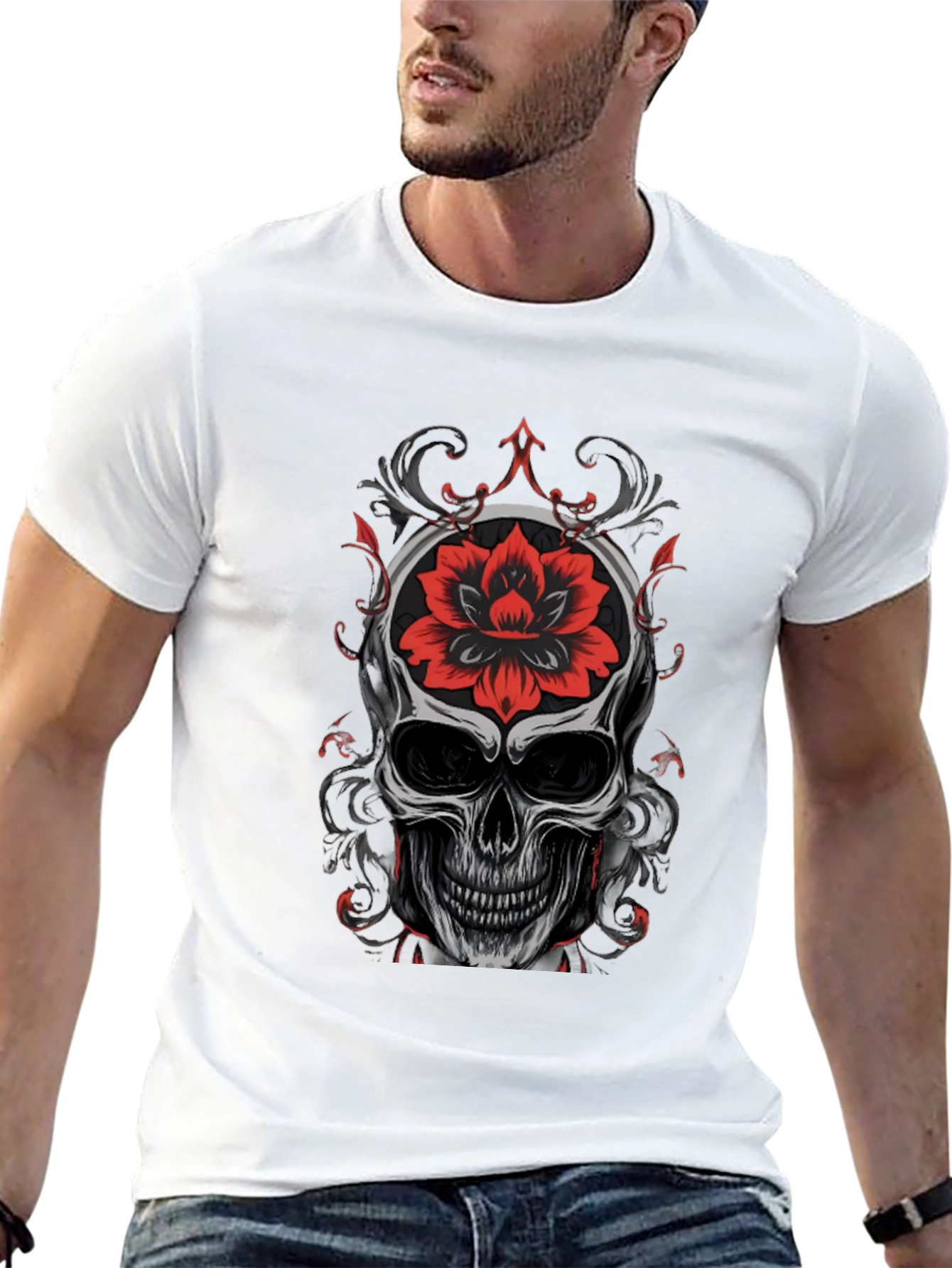 Skull & Rose Graphic T-Shirt - Bold Streetwear
