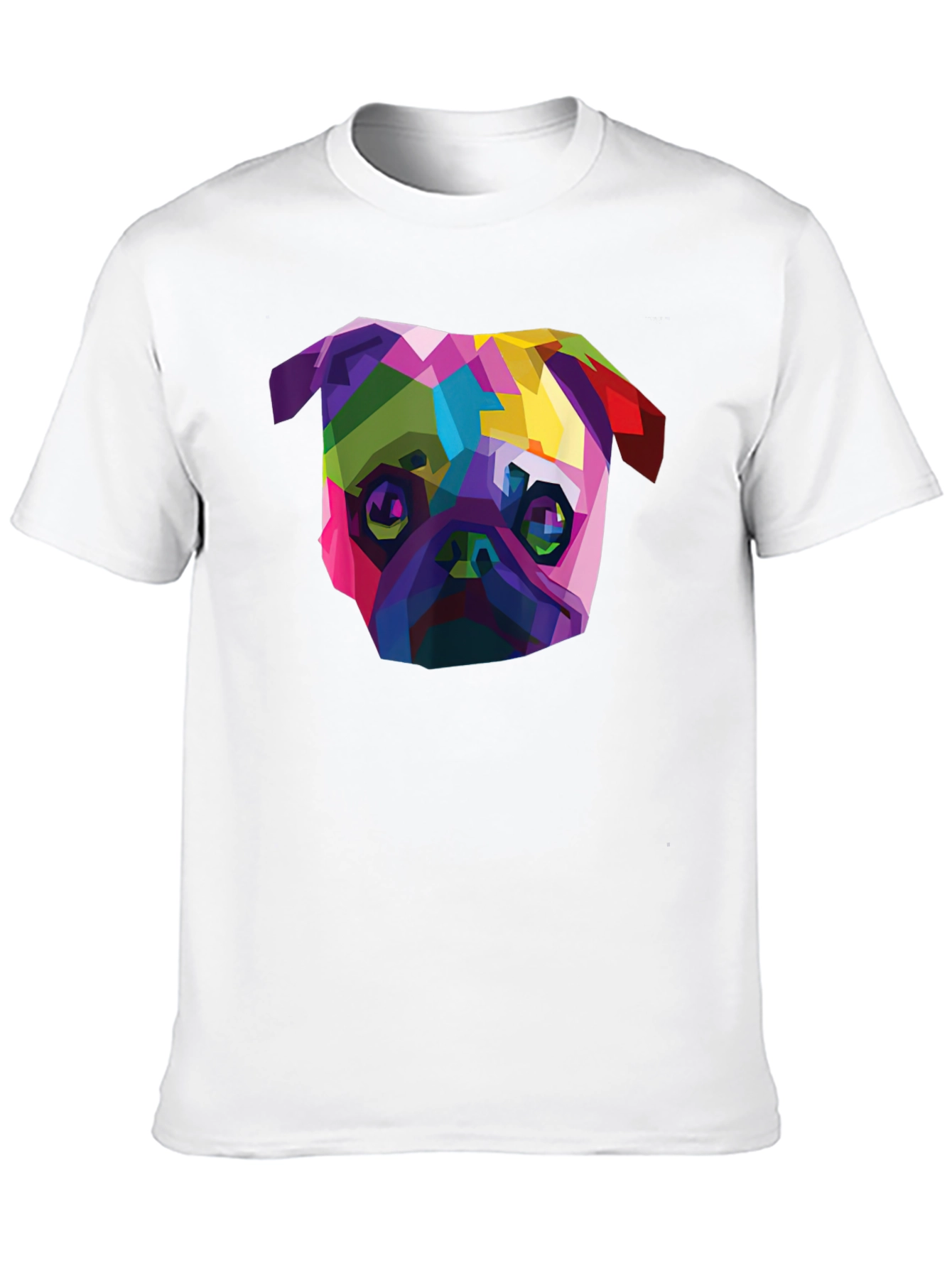 Geometric Pug Dog T-Shirt - Stylish Mens Black Tee