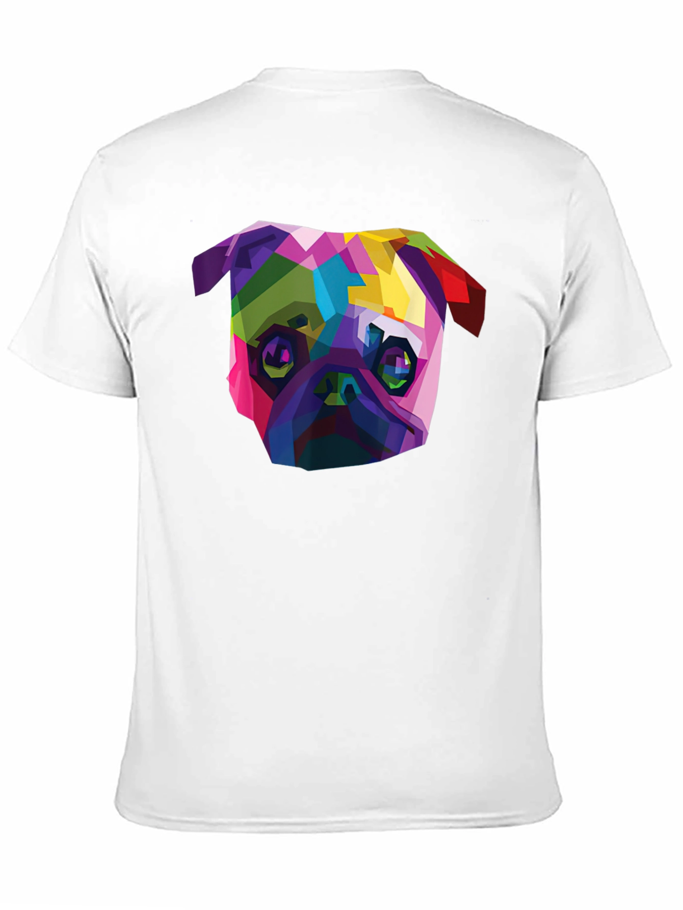 Geometric Pug Dog T-Shirt - Stylish Mens Black Tee
