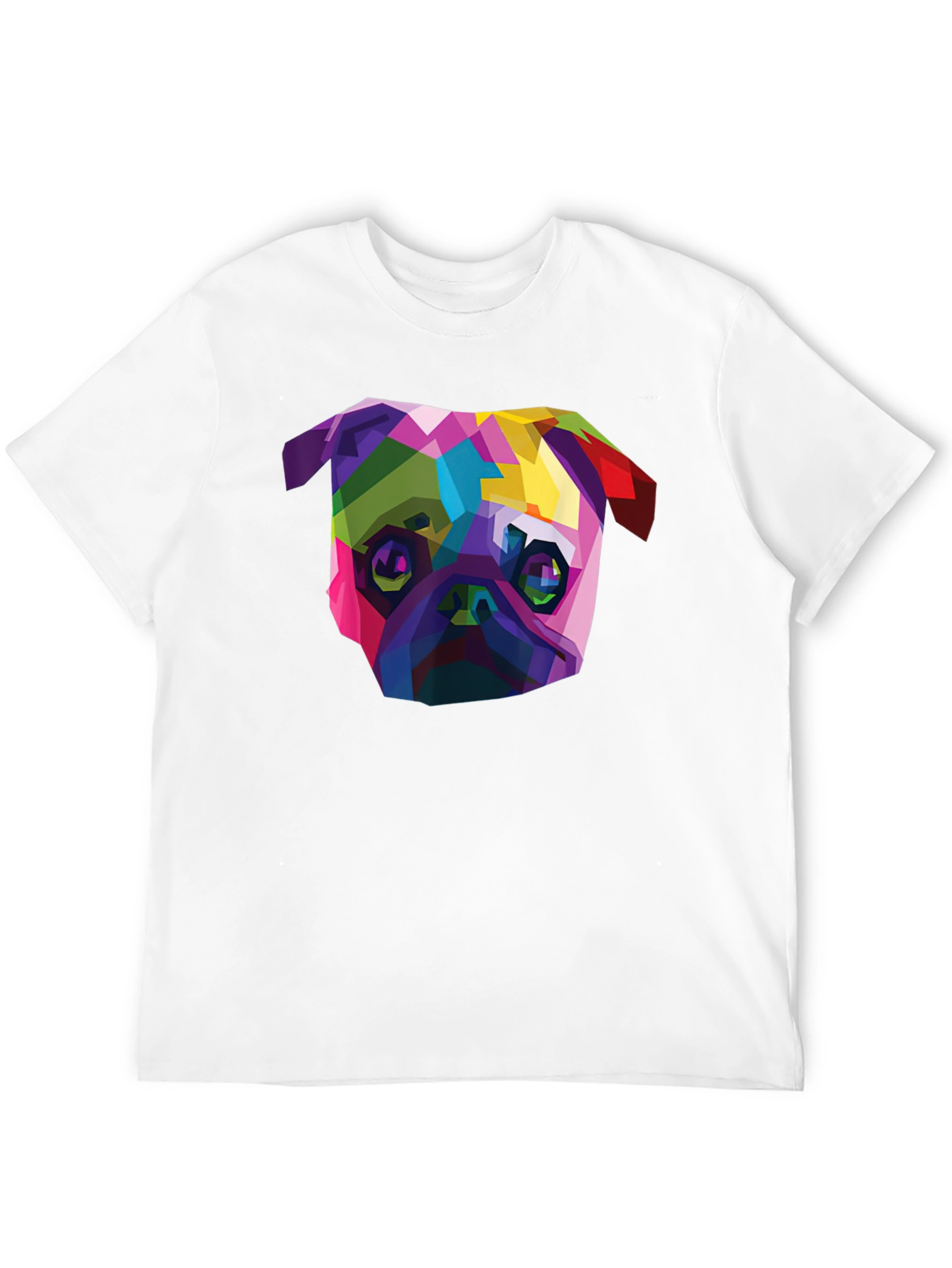 Geometric Pug Dog T-Shirt - Stylish Mens Black Tee