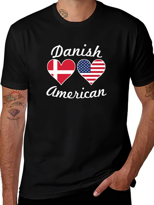 Danish American Flag Heart T-Shirt