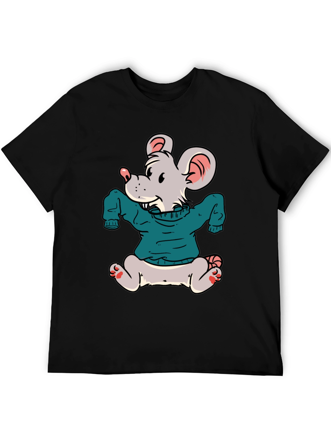 Cartoon Mouse Wearing a Sweater T-Shirt