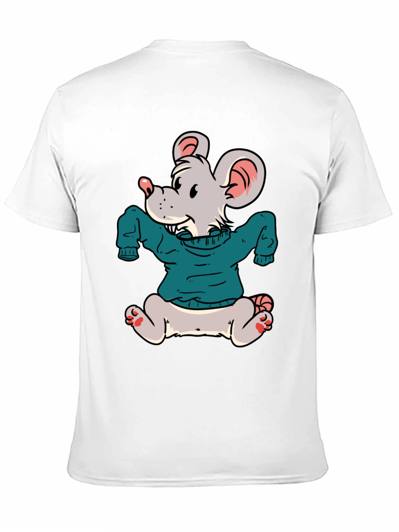Cartoon Mouse Wearing a Sweater T-Shirt