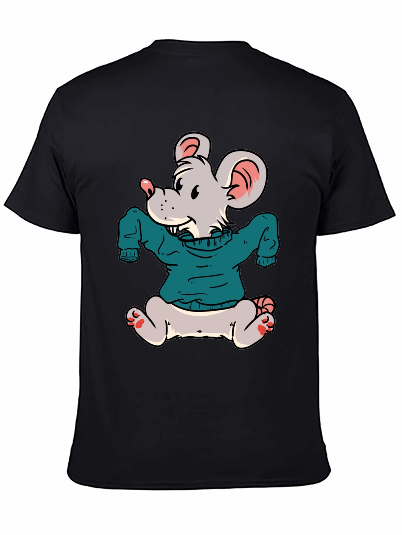 Cartoon Mouse Wearing a Sweater T-Shirt