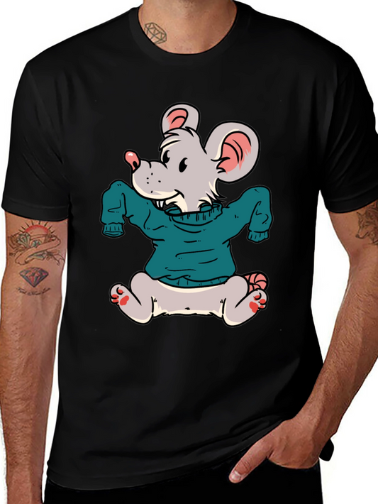 Cartoon Mouse Wearing a Sweater T-Shirt