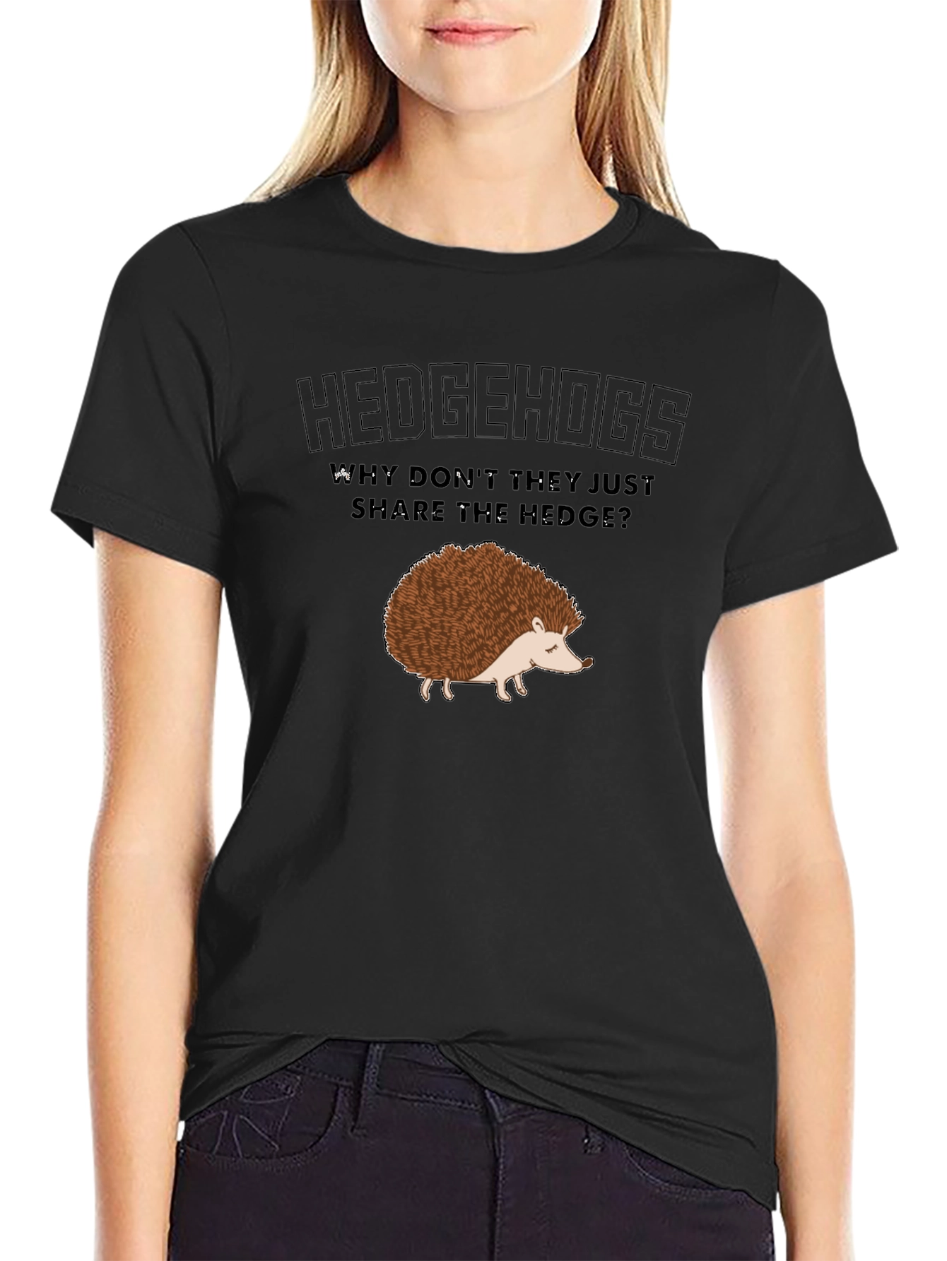 Hedgehogs Share the Hedge Black Graphic T-Shirt