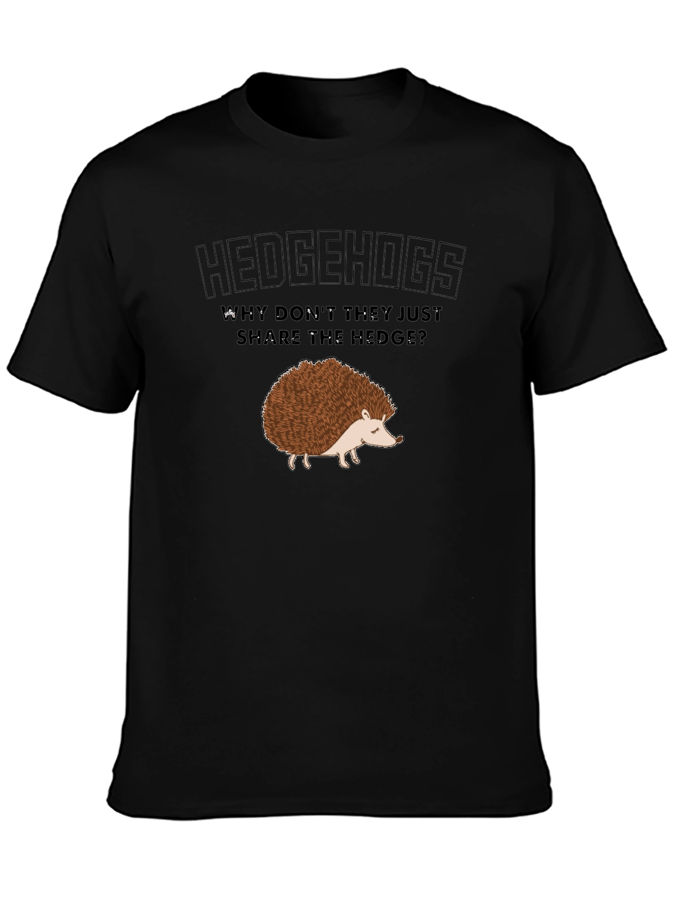 Hedgehogs Share the Hedge Black Graphic T-Shirt