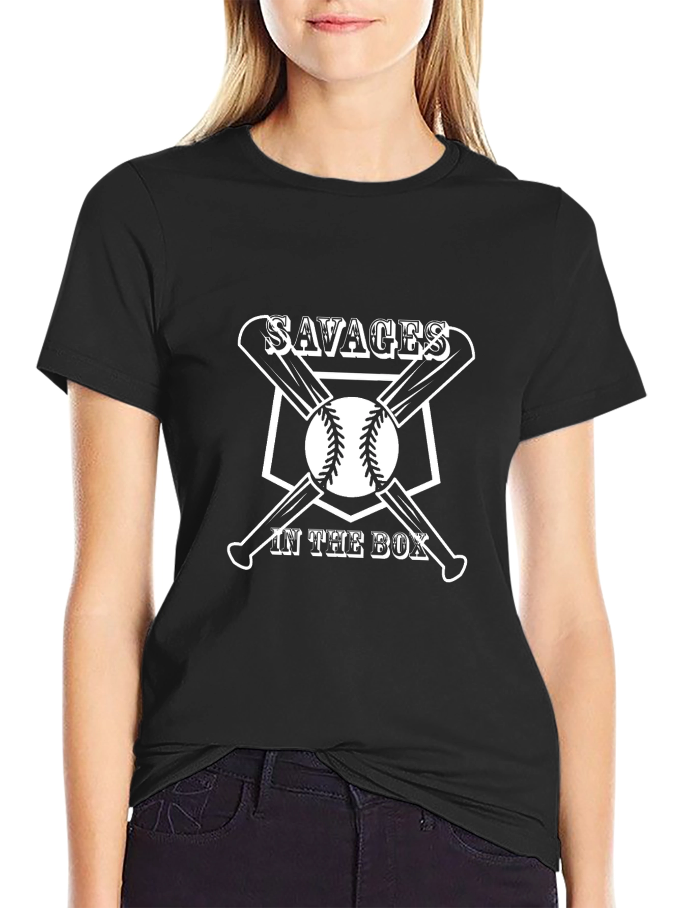 Savages in the Box Baseball Graphic T-Shirt