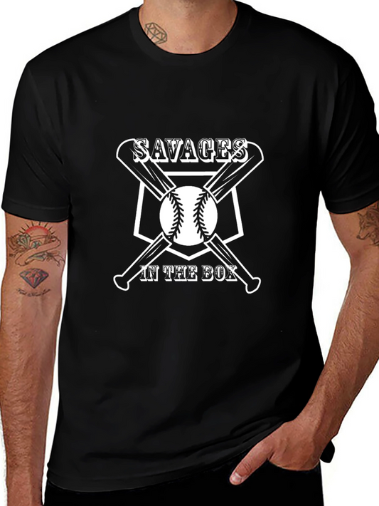 Savages in the Box Baseball Graphic T-Shirt