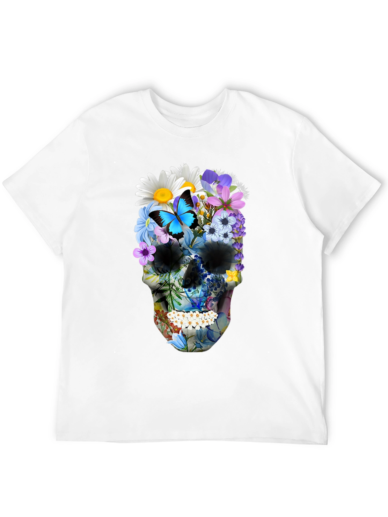 Floral Skull Graphic T-Shirt - Mens Black Tee