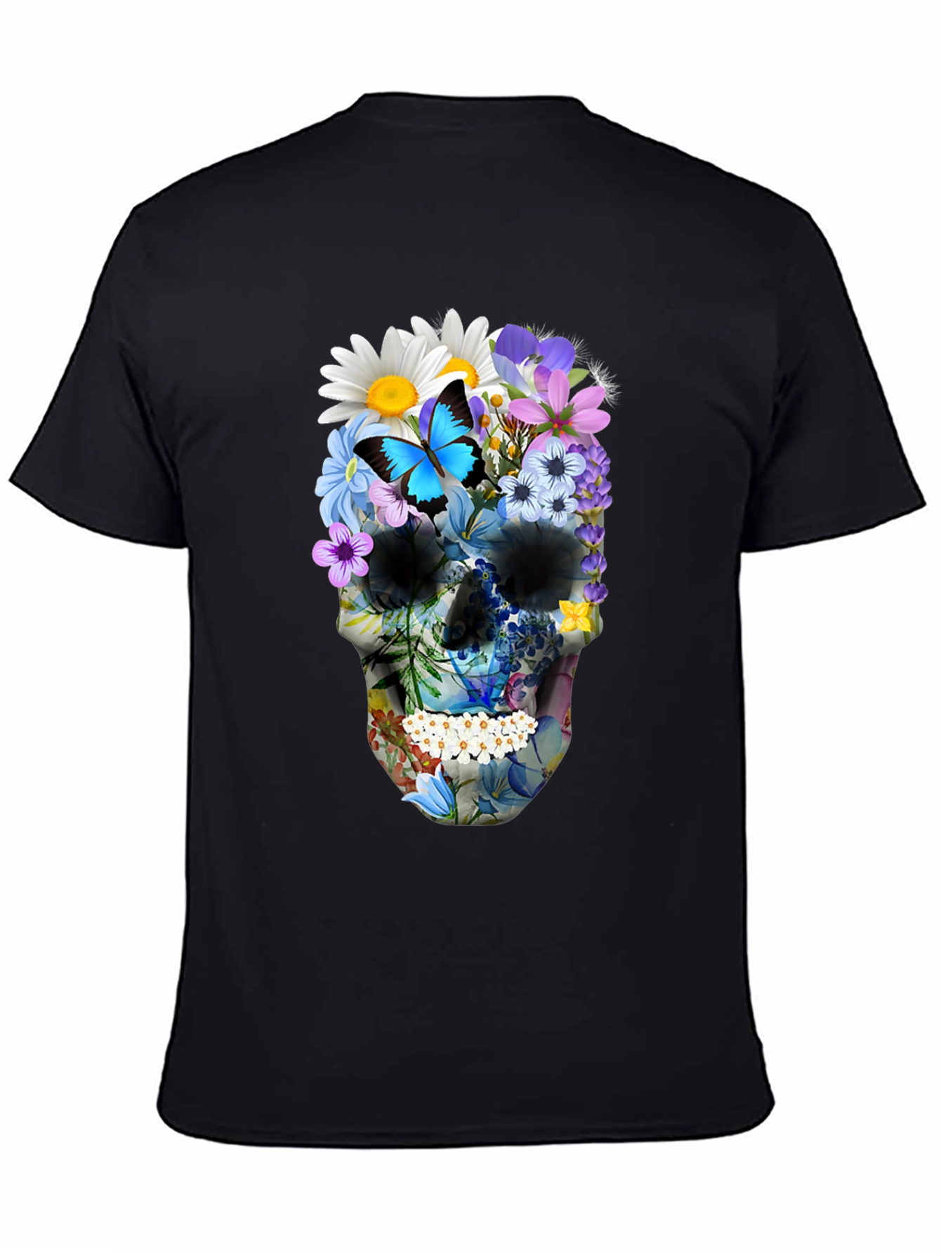 Floral Skull Graphic T-Shirt - Mens Black Tee