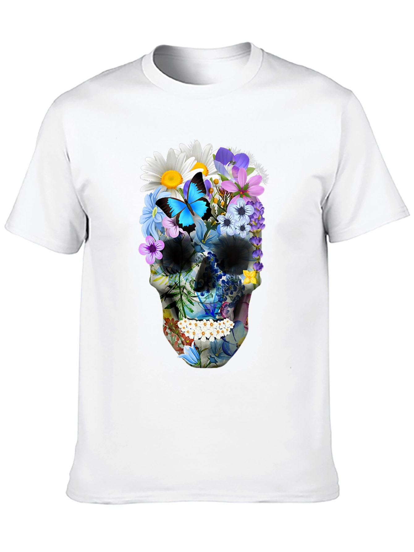 Floral Skull Graphic T-Shirt - Mens Black Tee