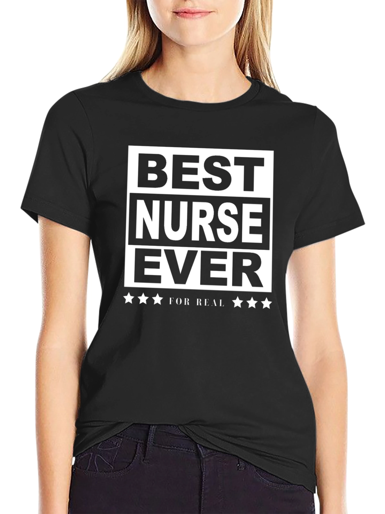 Best Nurse Ever T-Shirt - Black Cotton Graphic Tee