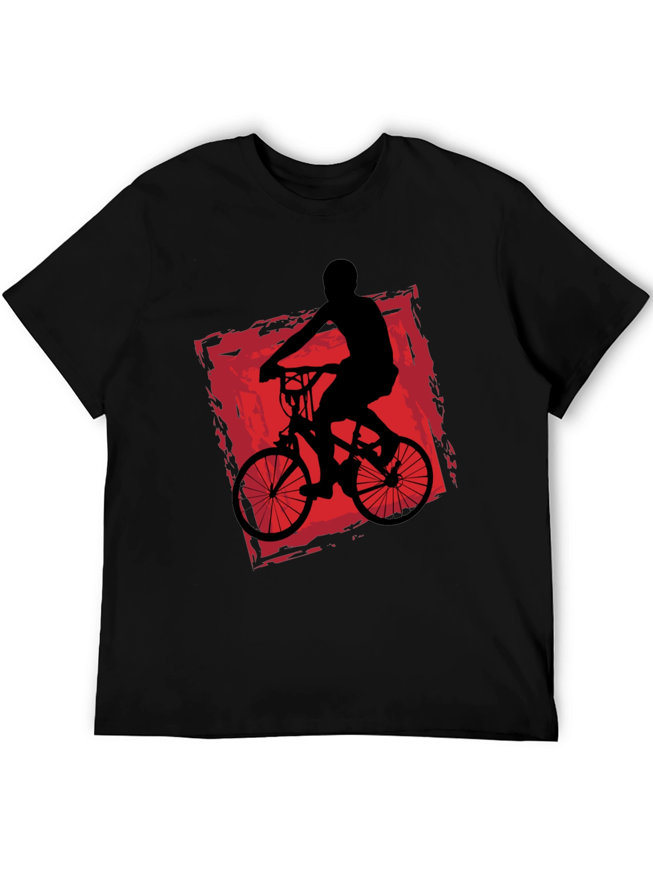 Mens Black T-Shirt with Bike Rider Graphic