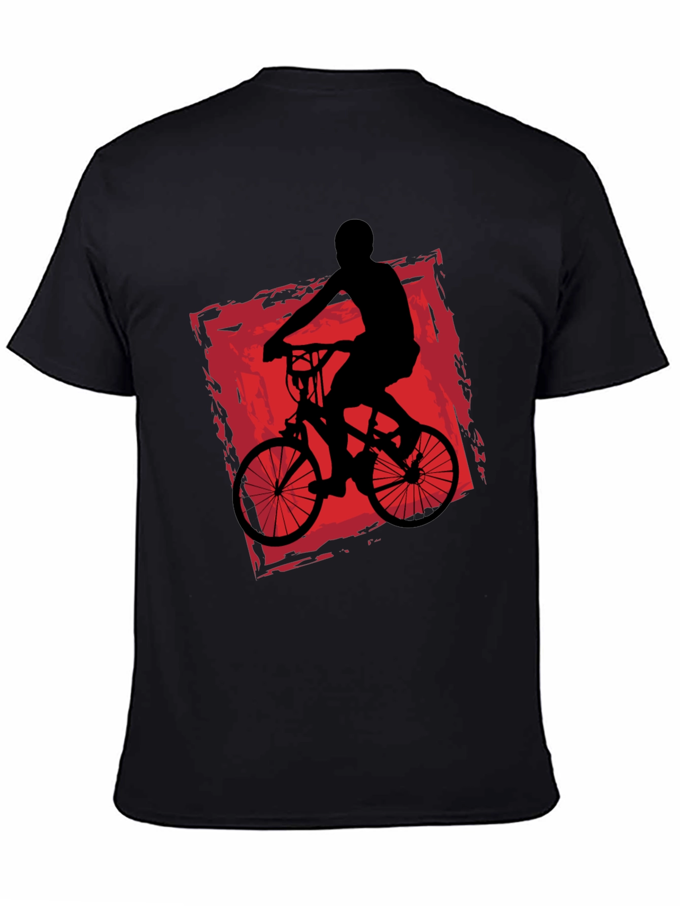 Mens Black T-Shirt with Bike Rider Graphic
