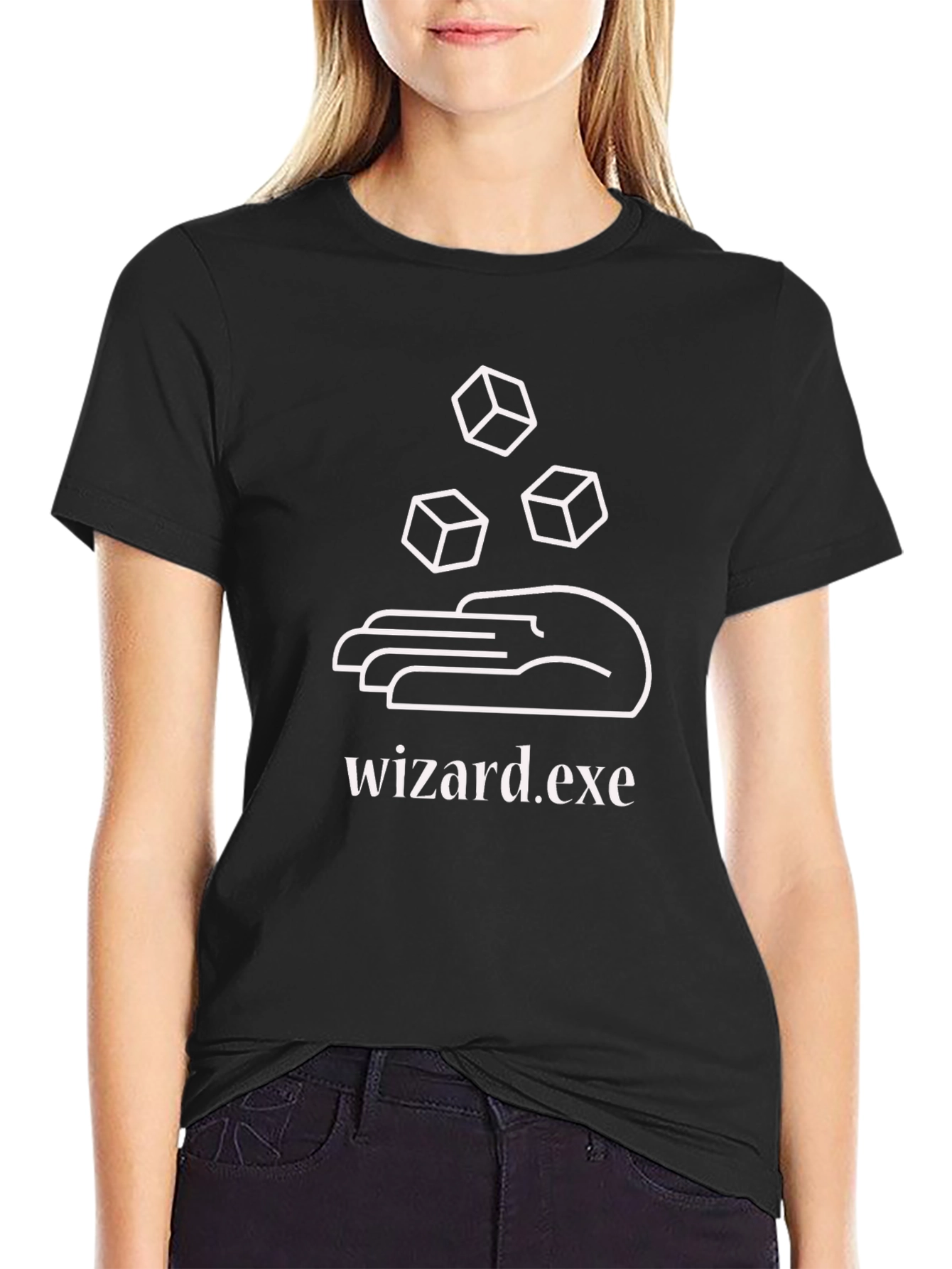 Wizard.exe T-Shirt - Black Cotton Graphic Tee