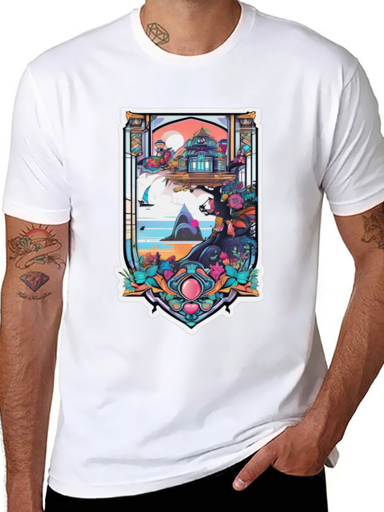 Fantasy Island Graphic Tee - Black Cotton Blend Shirt