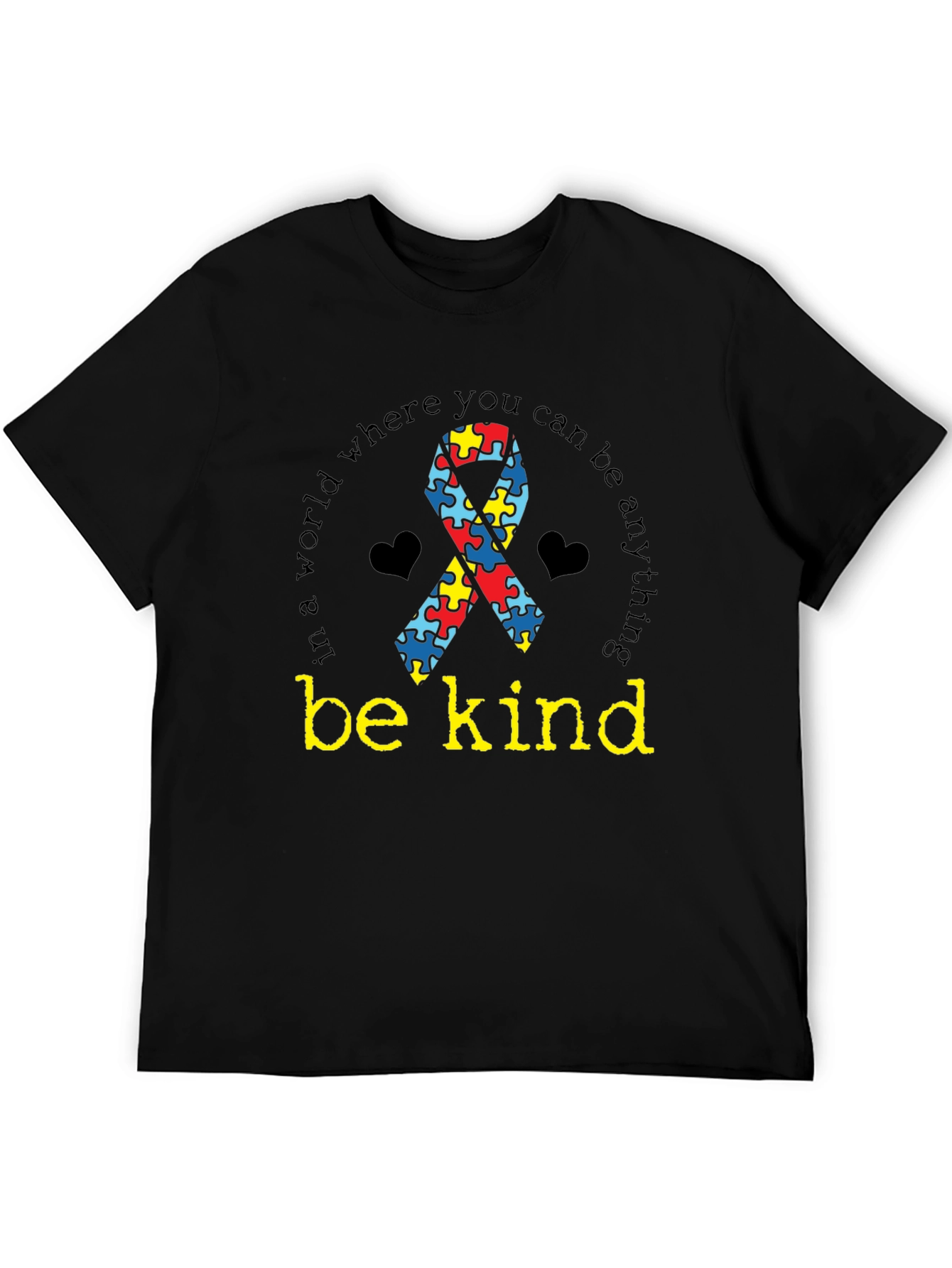 Autism Awareness Be Kind Black T-Shirt