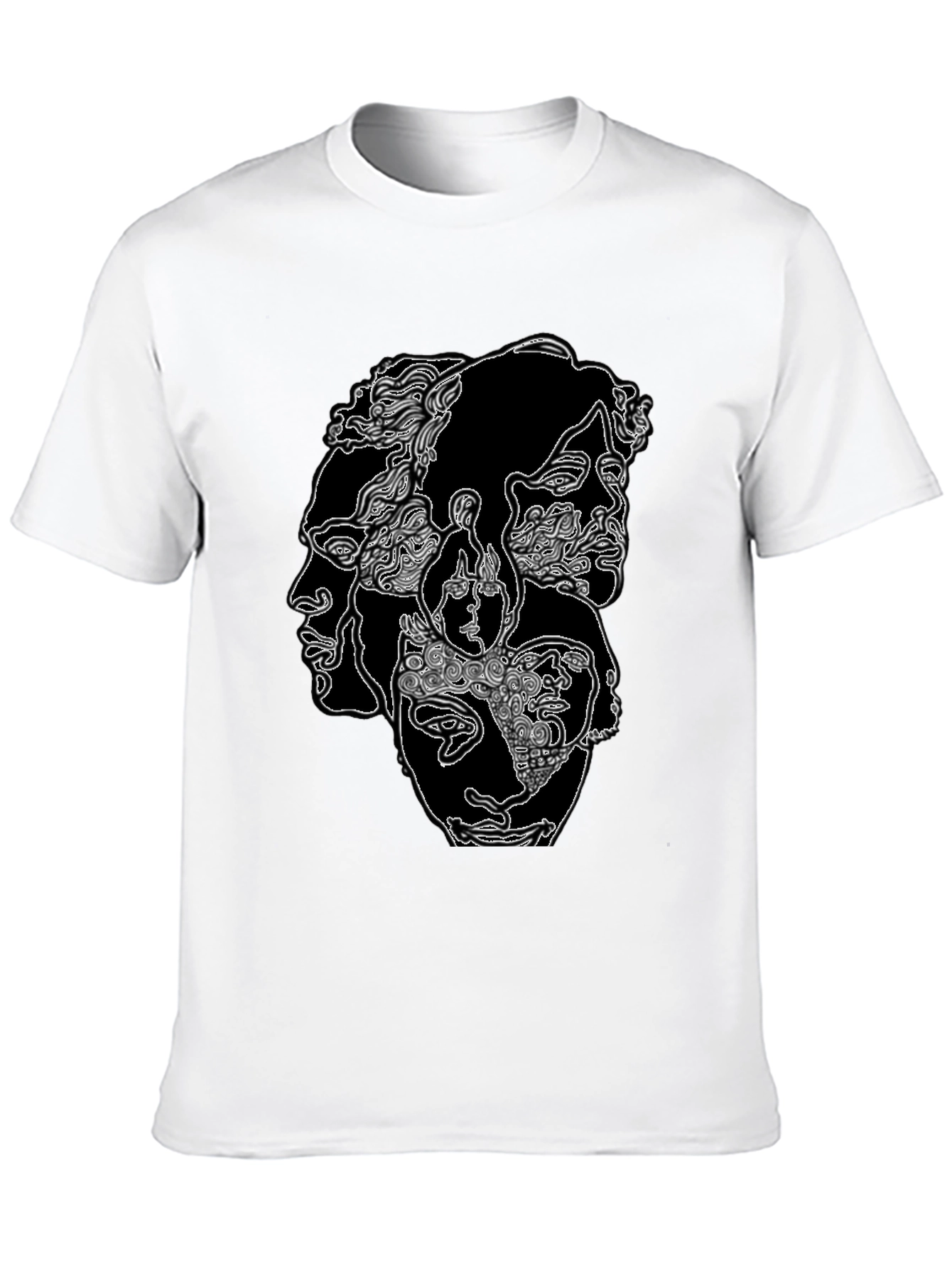 Abstract Face Graphic Black Tee