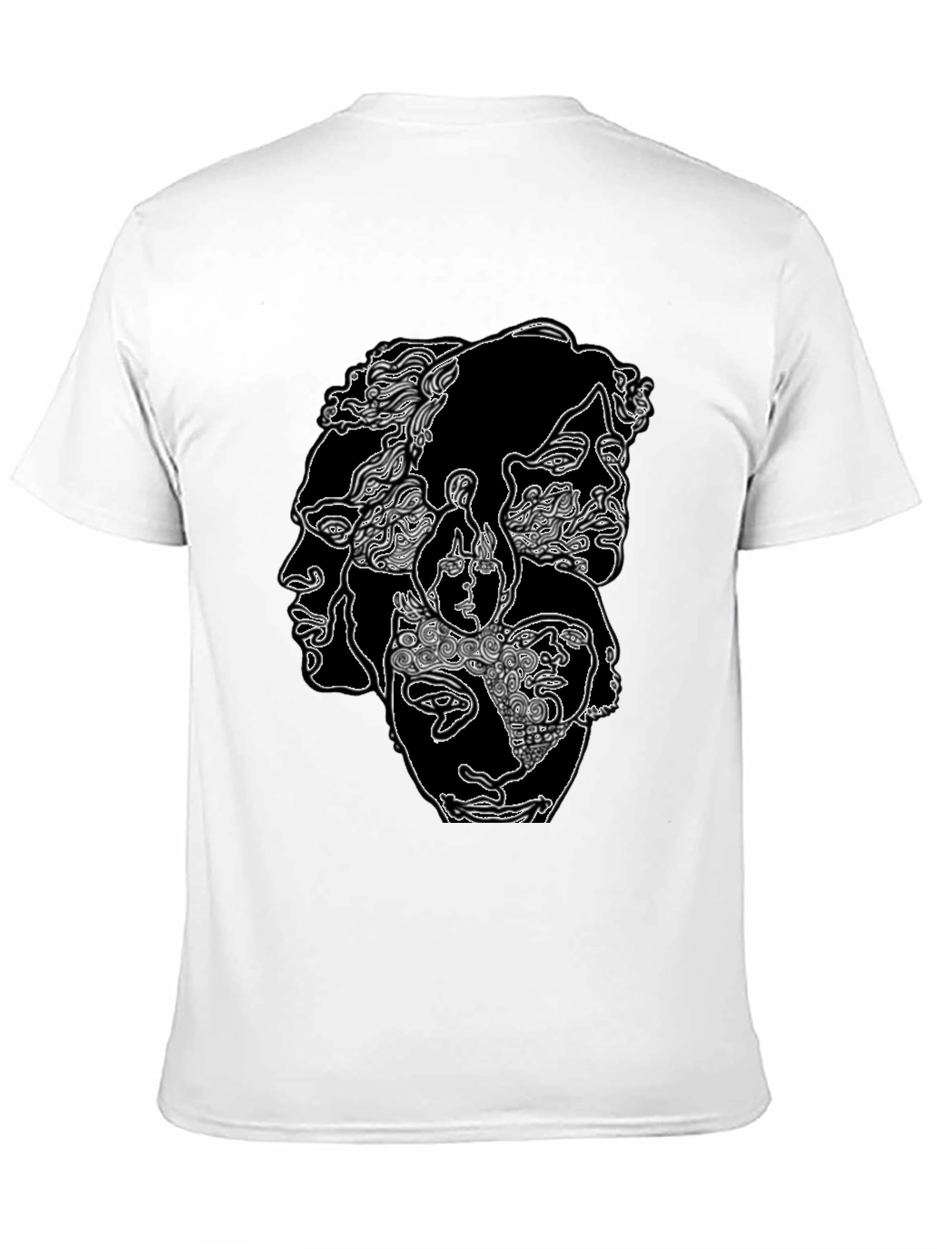 Abstract Face Graphic Black Tee