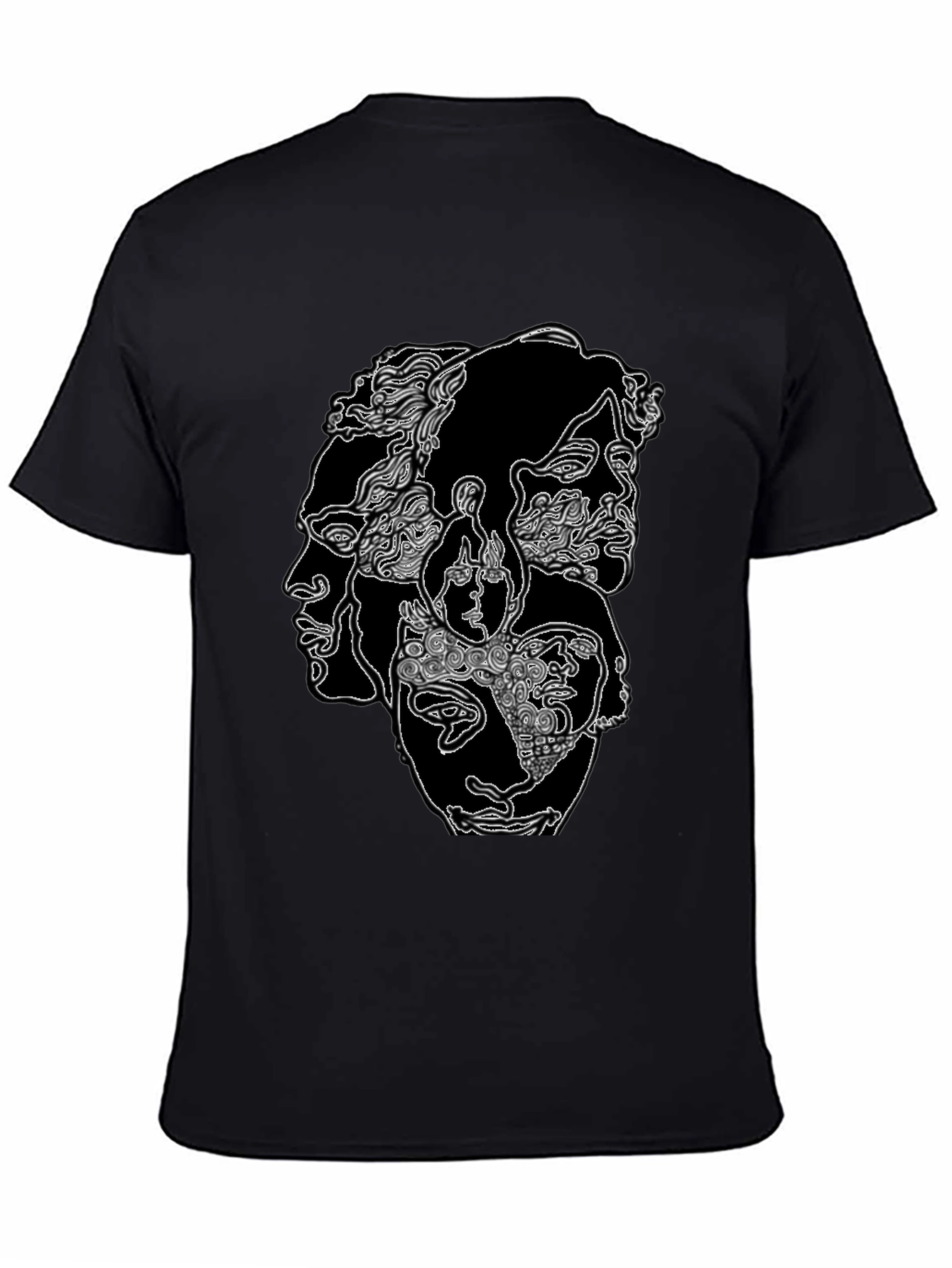 Abstract Face Graphic Black Tee