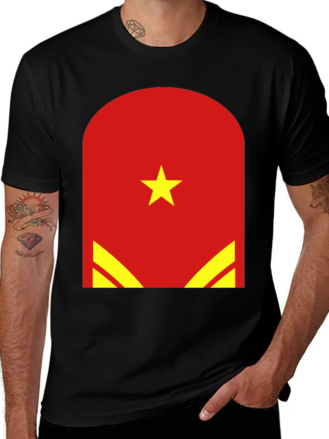 Vietnam Flag Graphic Tee - Black Cotton T-Shirt