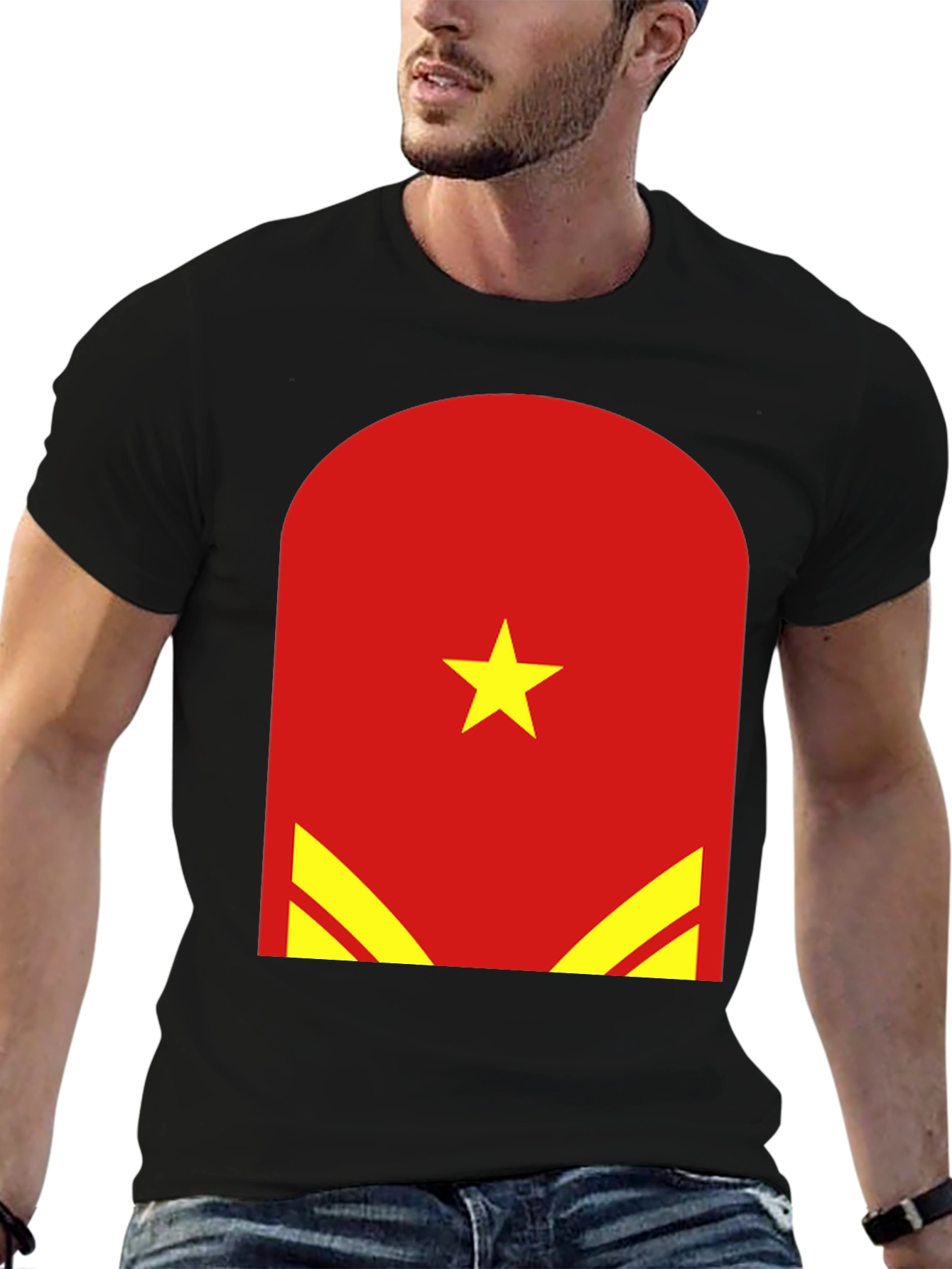 Vietnam Flag Graphic Tee - Black Cotton T-Shirt
