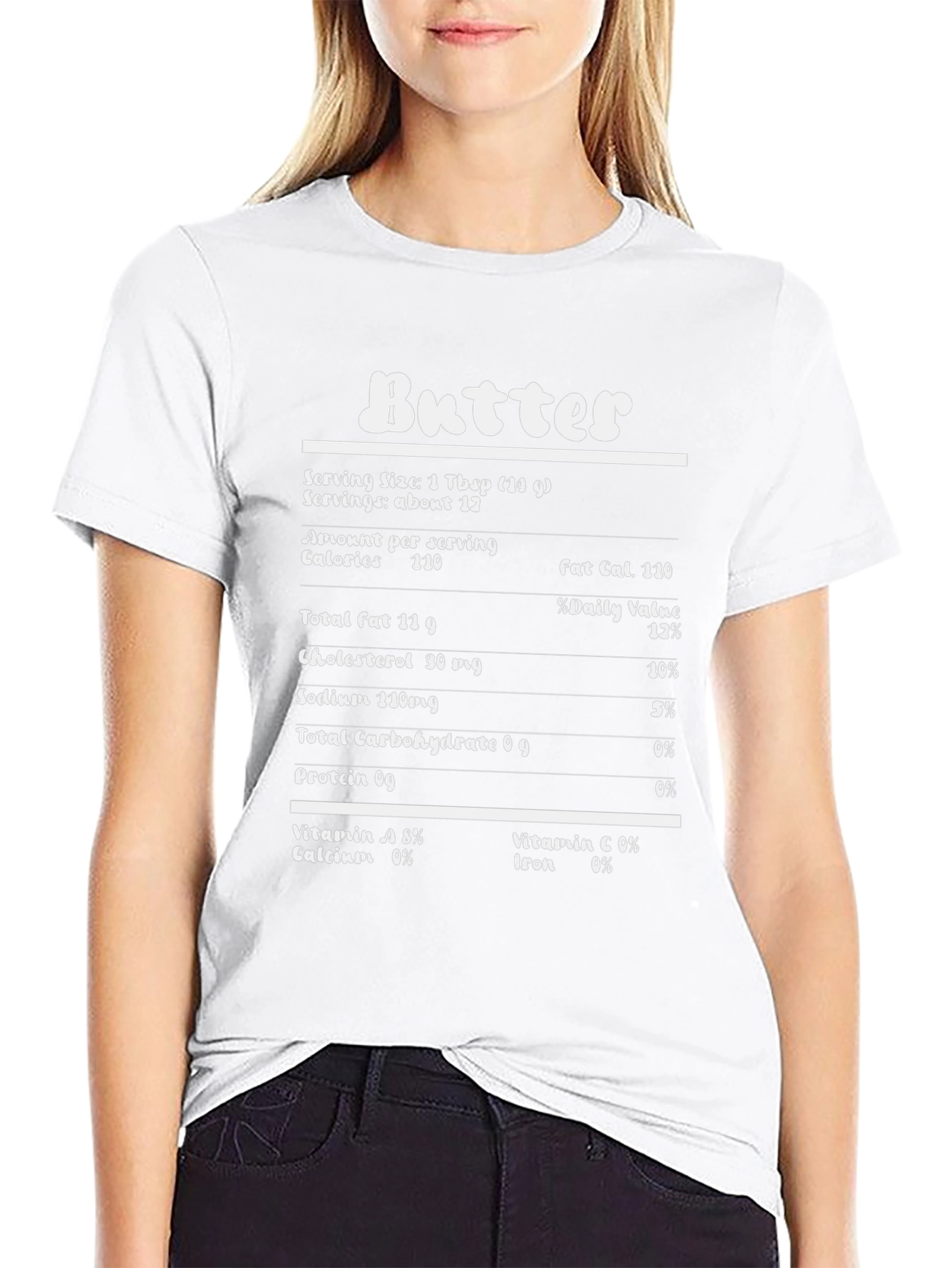 Butter Nutrition Facts Funny Black Graphic T-Shirt