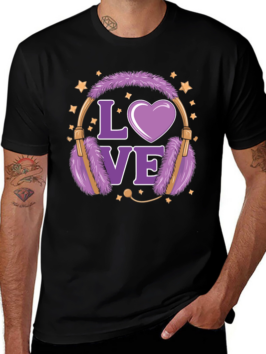 Love Headphones Graphic T-Shirt - Stylish Casual Wear