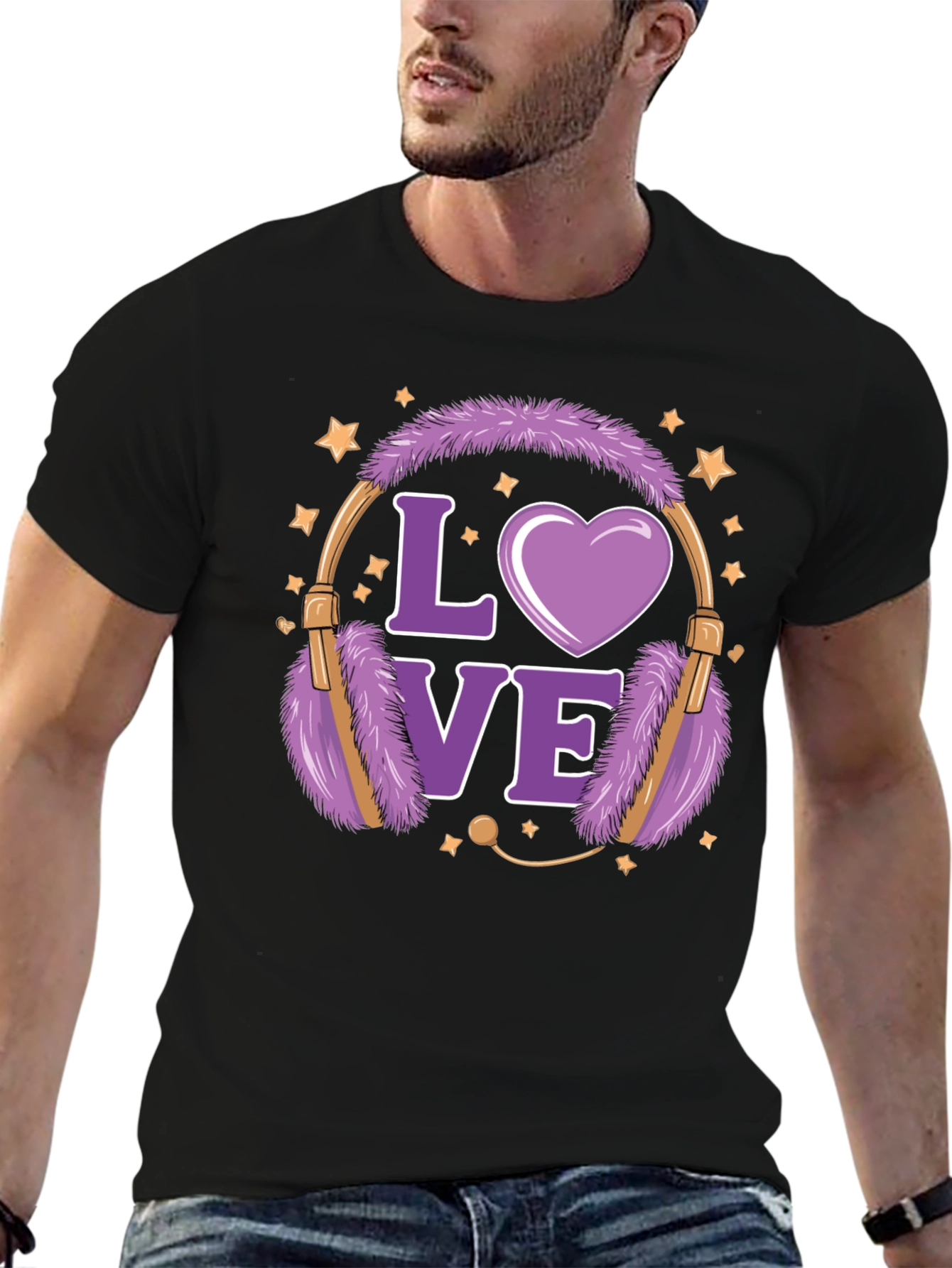 Love Headphones Graphic T-Shirt - Stylish Casual Wear