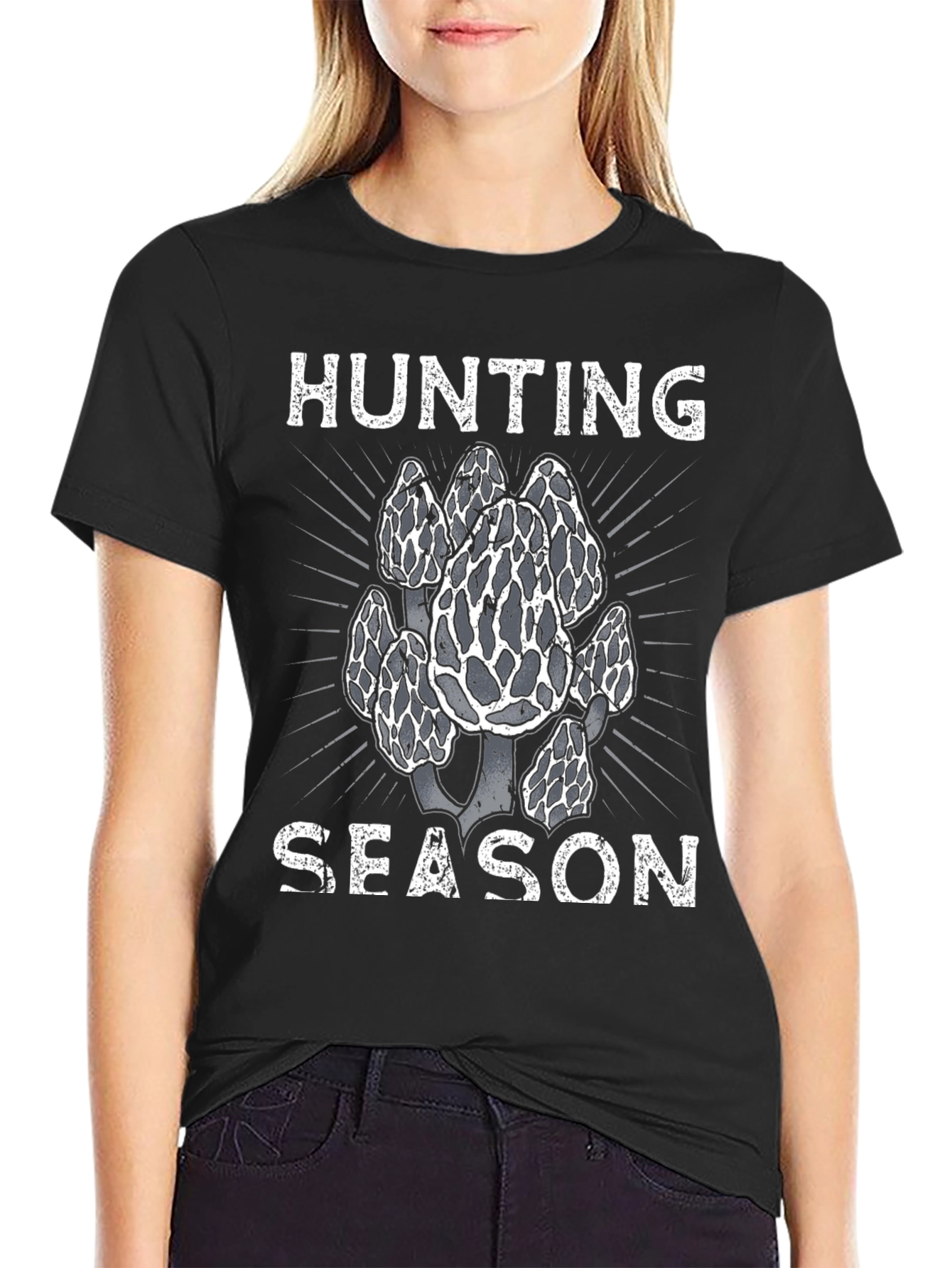 Morel Mushroom Hunting Season Black T-Shirt