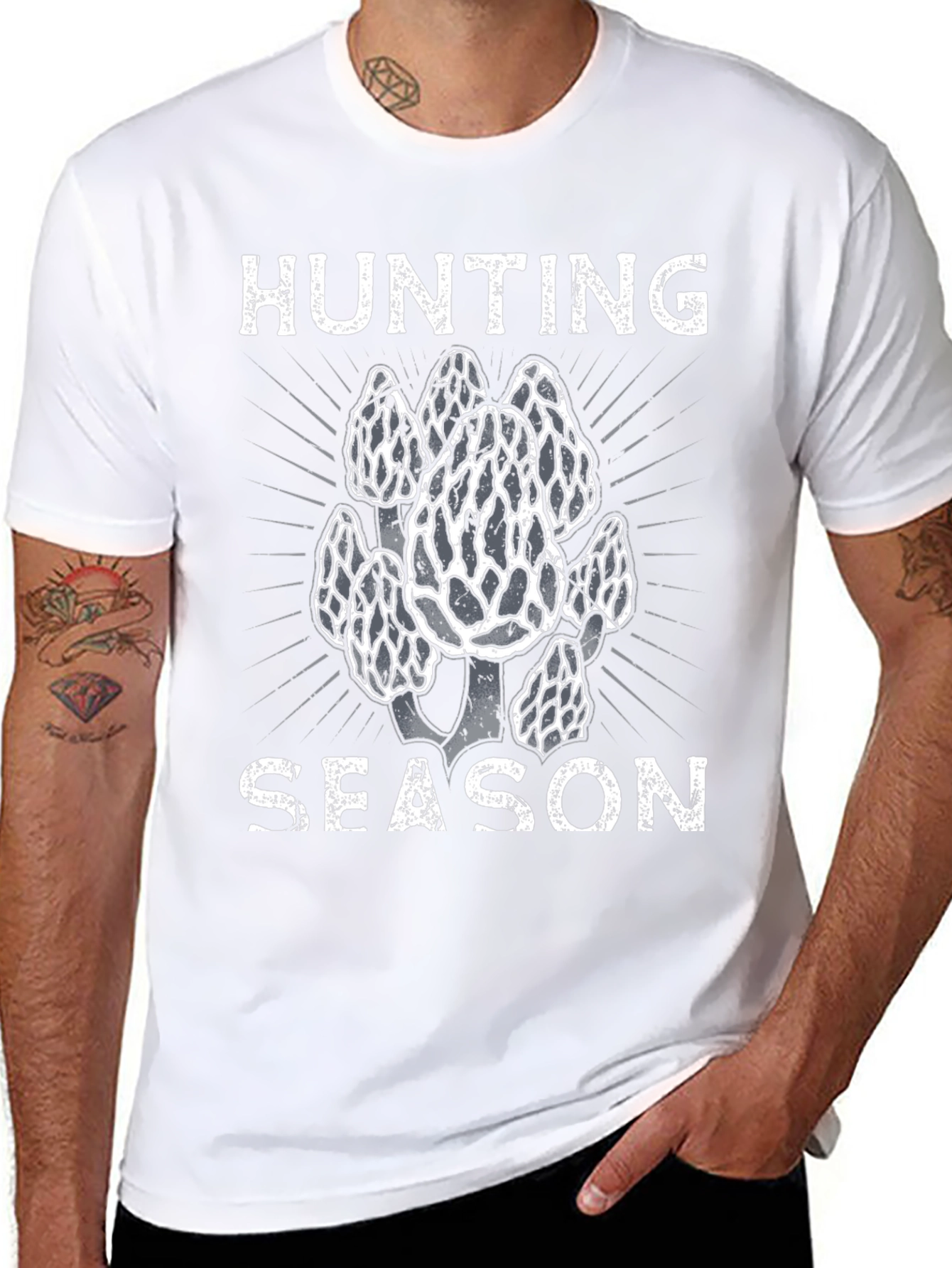 Morel Mushroom Hunting Season Black T-Shirt