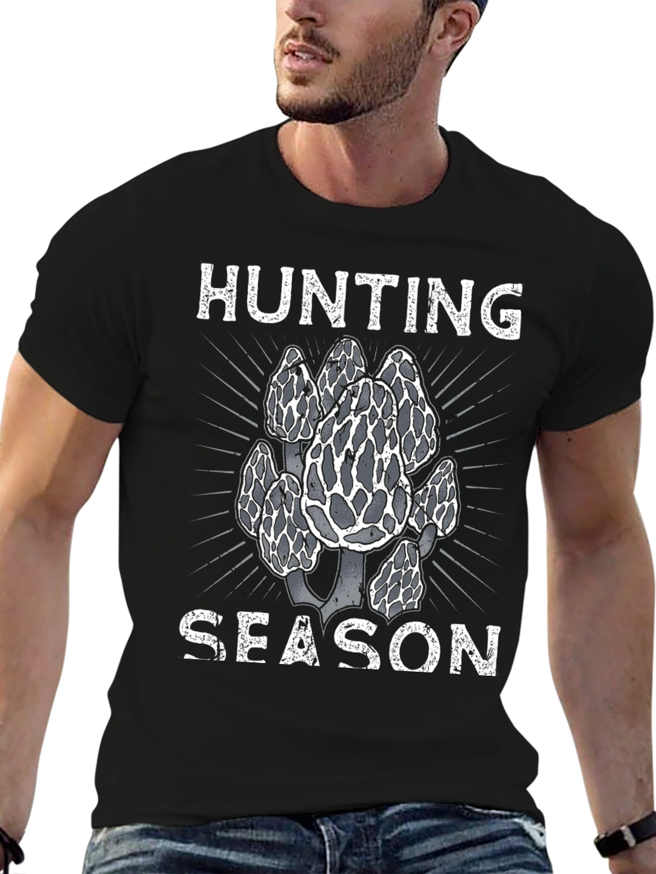 Morel Mushroom Hunting Season Black T-Shirt