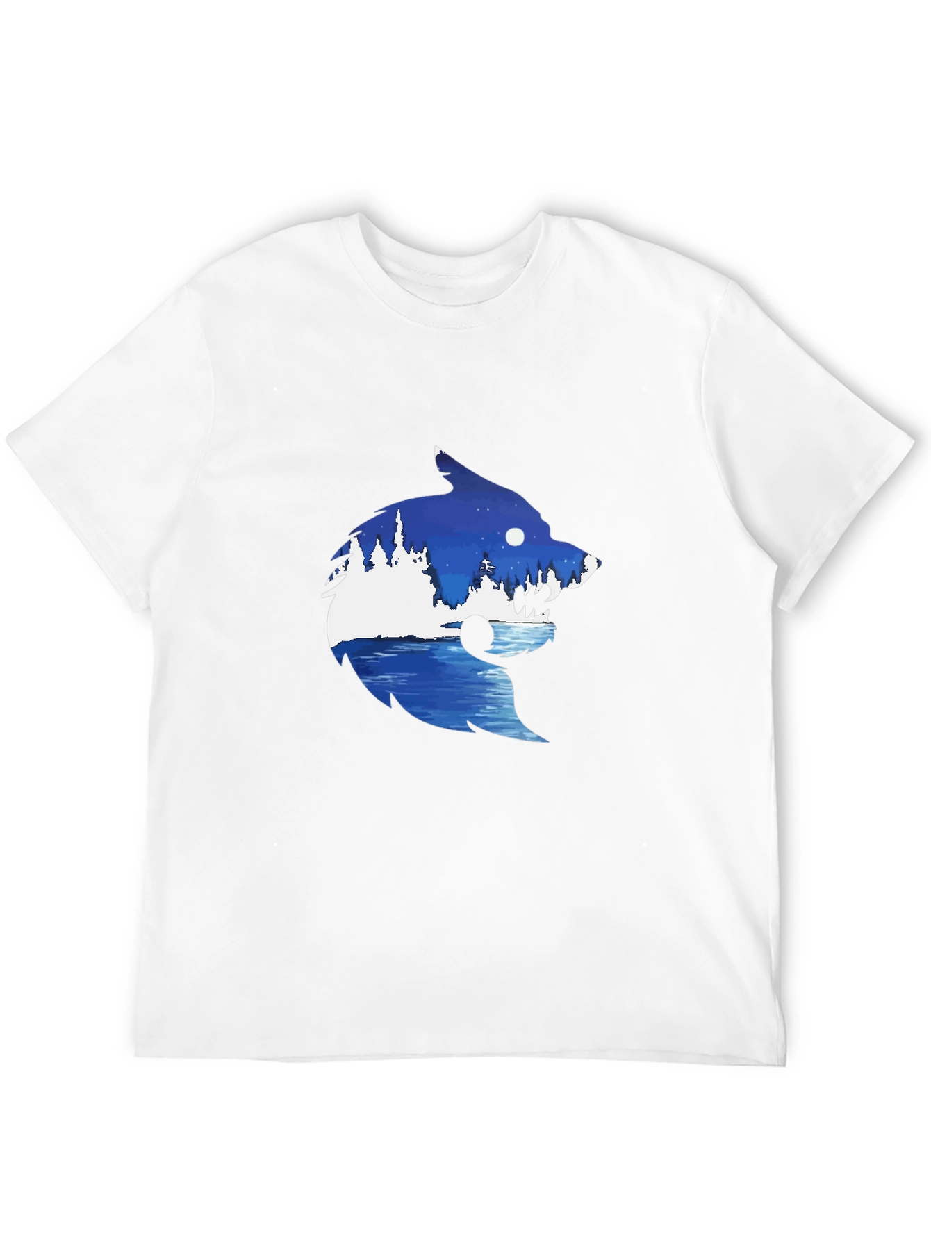 Wolf Nature Scene Graphic Tee - Black