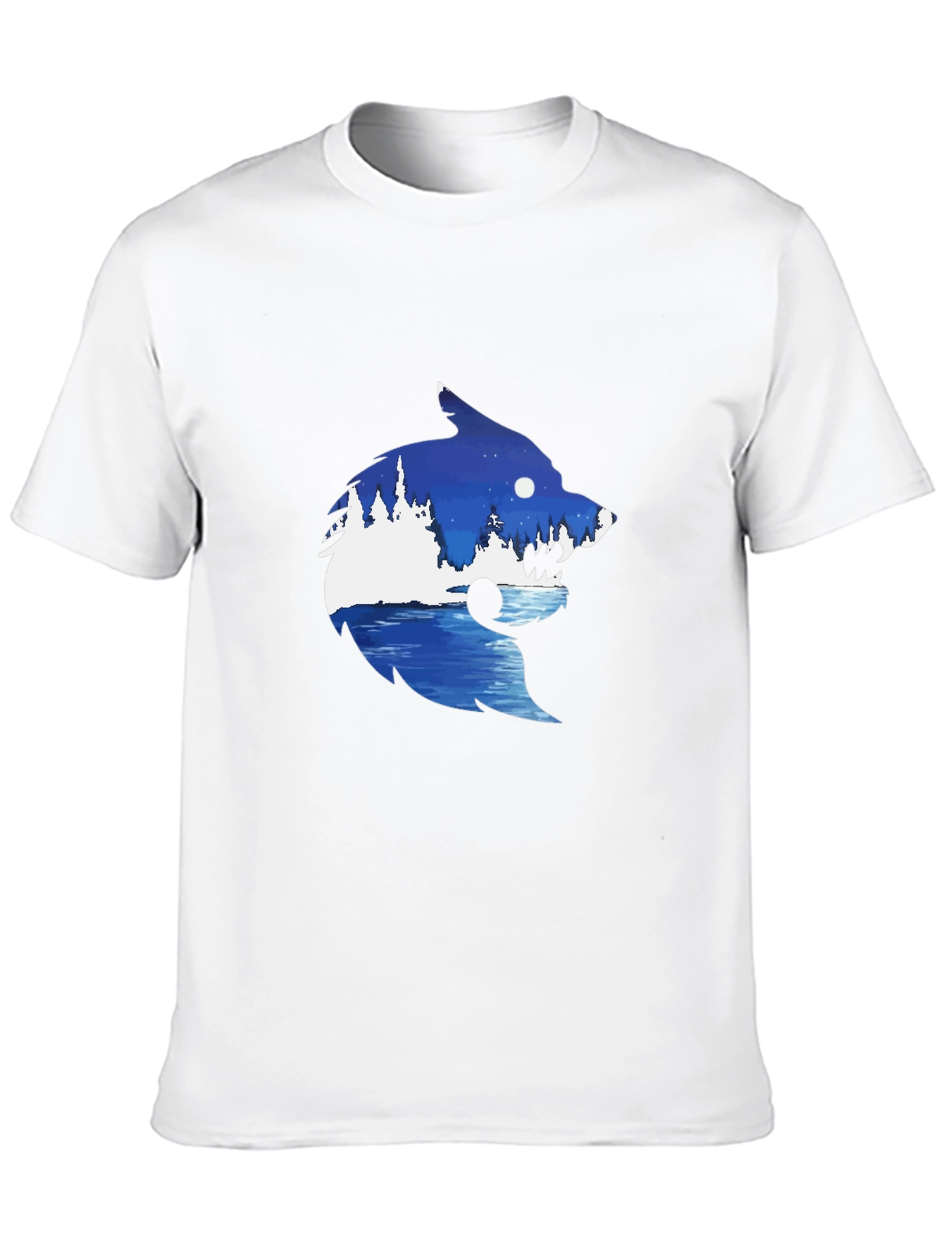 Wolf Nature Scene Graphic Tee - Black