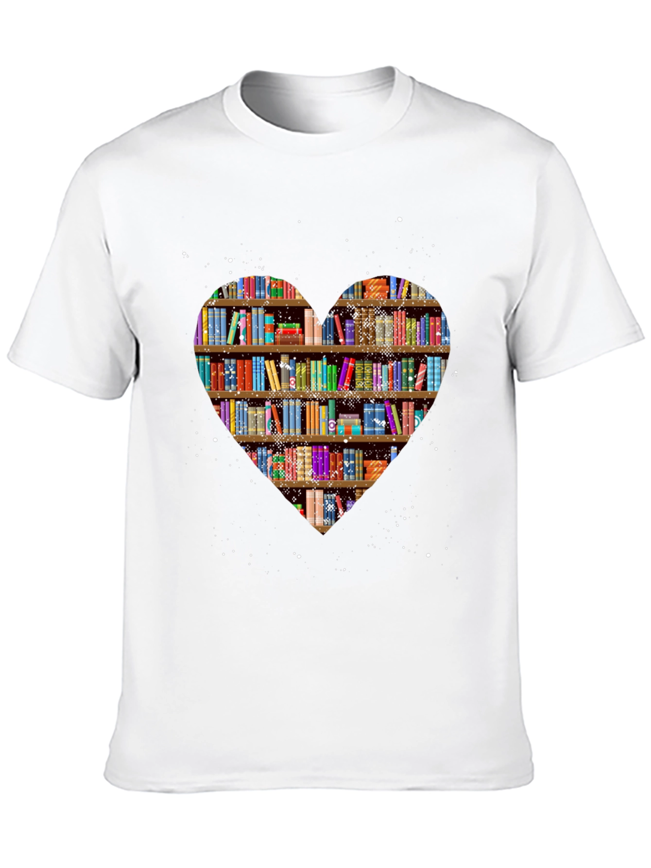 Book Lover Heart Bookshelf T-Shirt - Black
