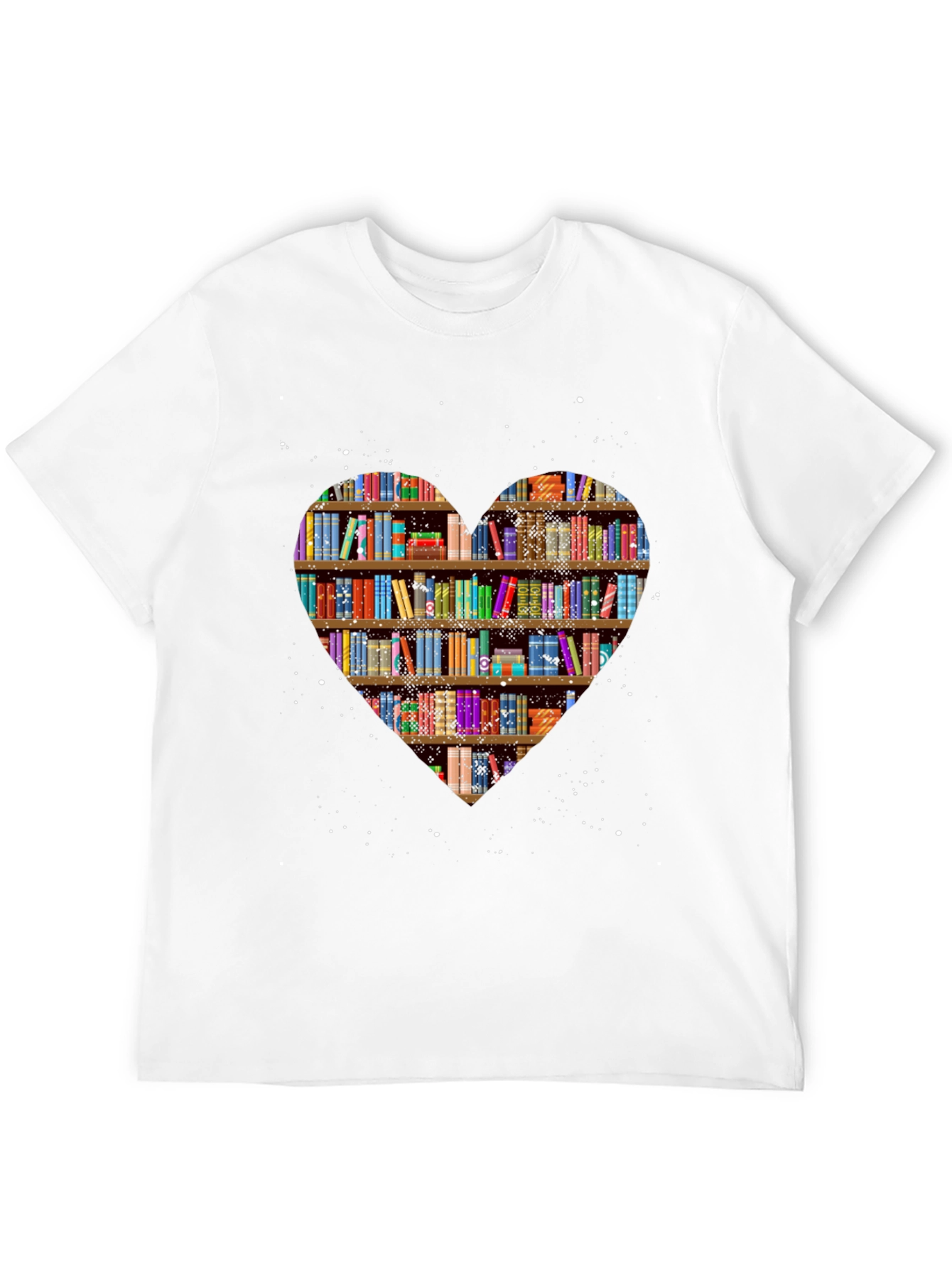 Book Lover Heart Bookshelf T-Shirt - Black