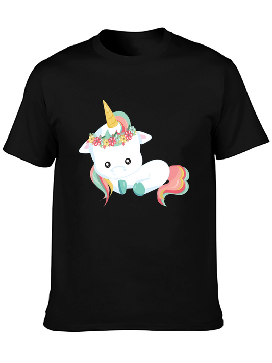 Unicorn Graphic Tee - Black Crew Neck T-Shirt