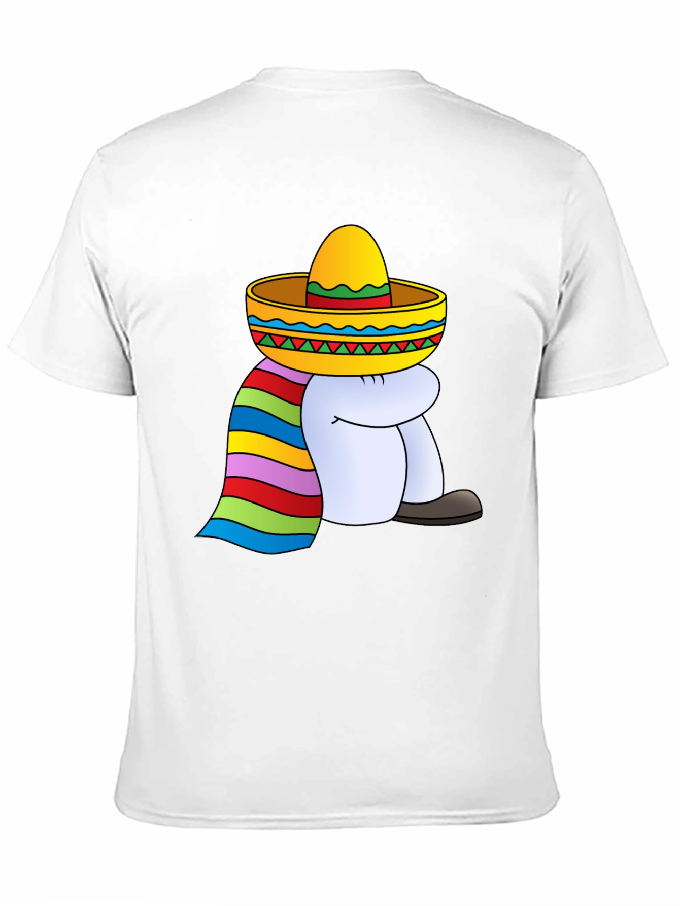 T-Shirt with Cartoon Sombrero Figure