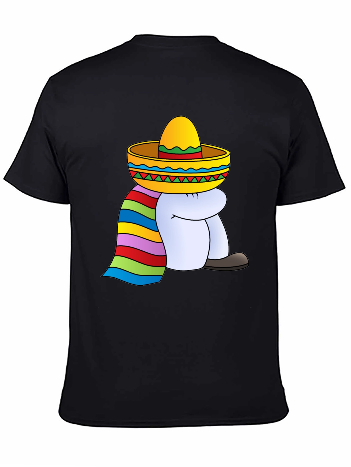 T-Shirt with Cartoon Sombrero Figure