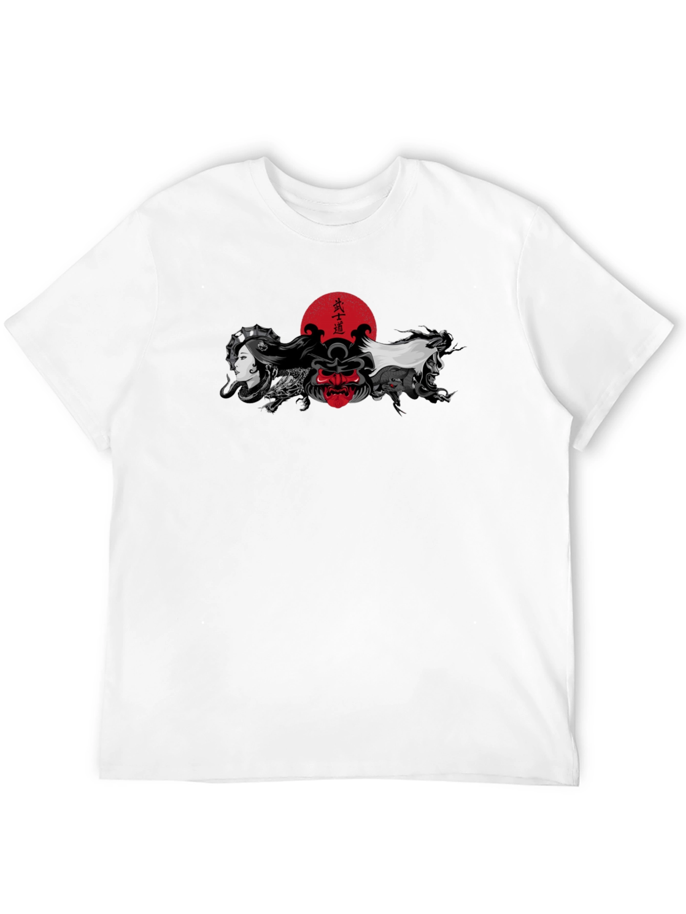 Japanese Art T-Shirt: Samurai Geisha Dragon